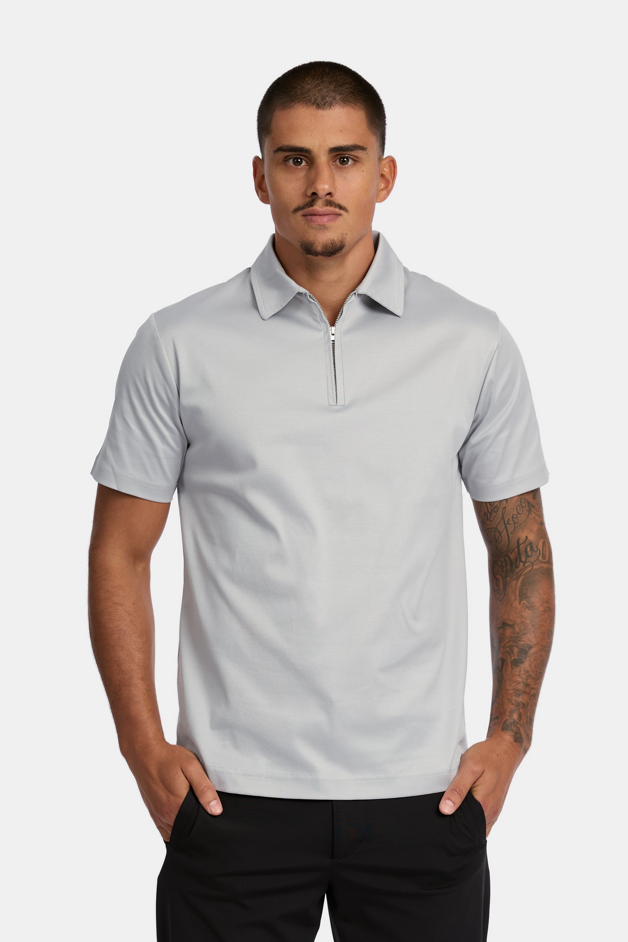 GRIGIO GREY POLO HALF ZIP