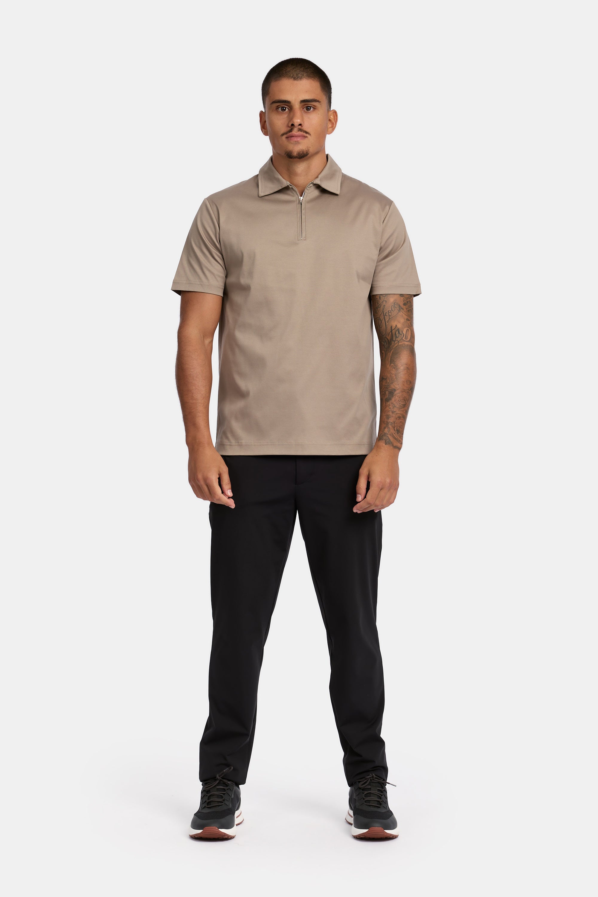 Taupe Polo Half-Zip