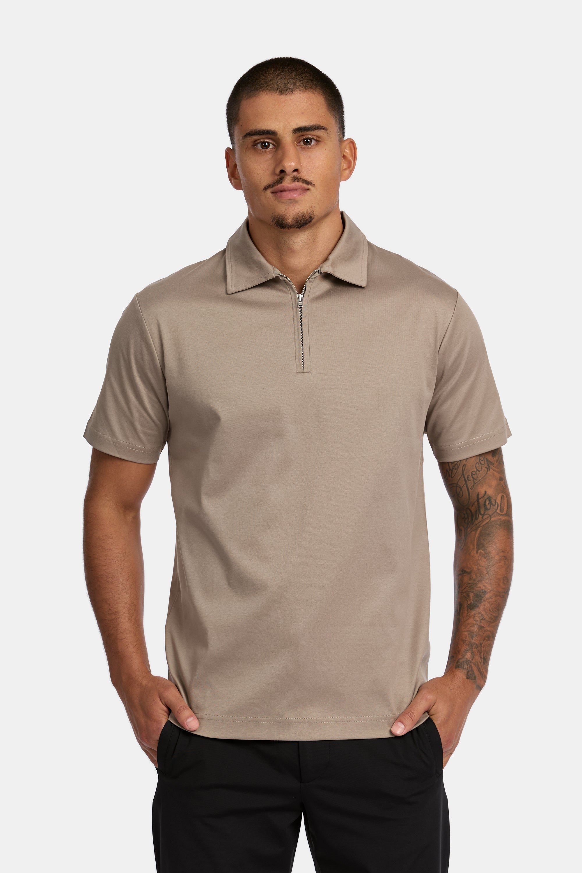 PIOMBO GREY POLO HALF ZIP