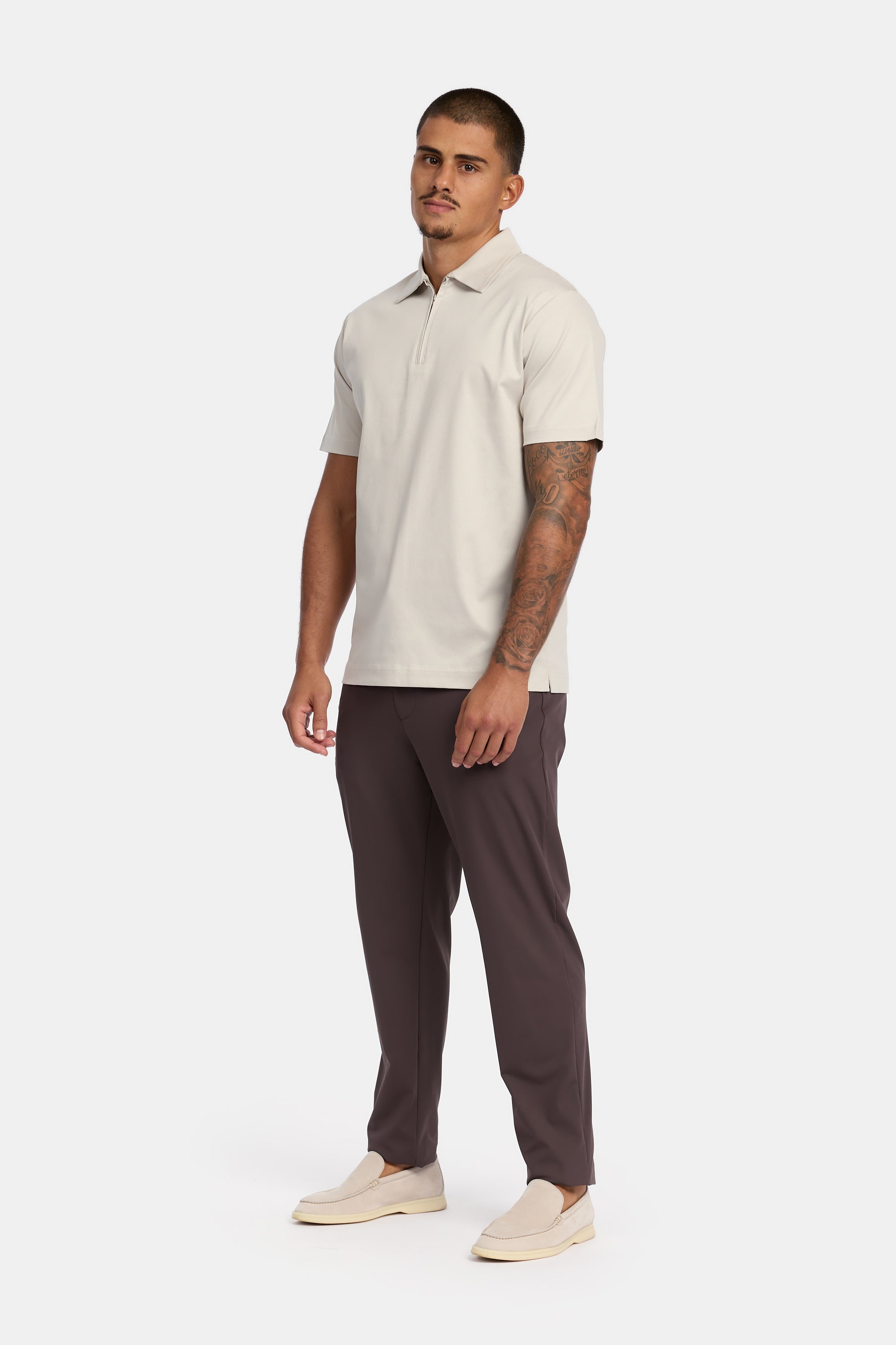Pearl Grey Polo Half-Zip