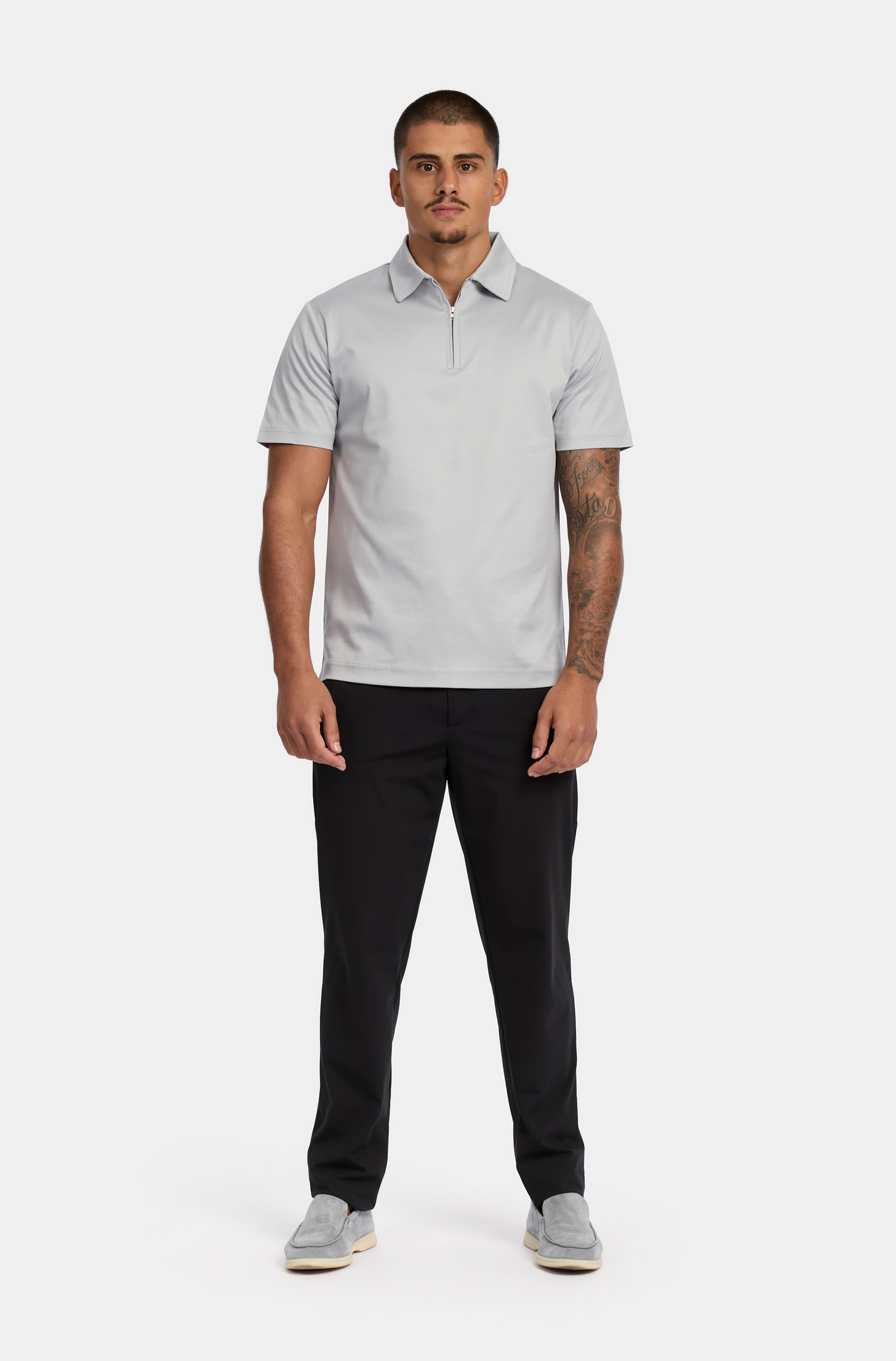 Grigio Grey Polo Halve Zip
