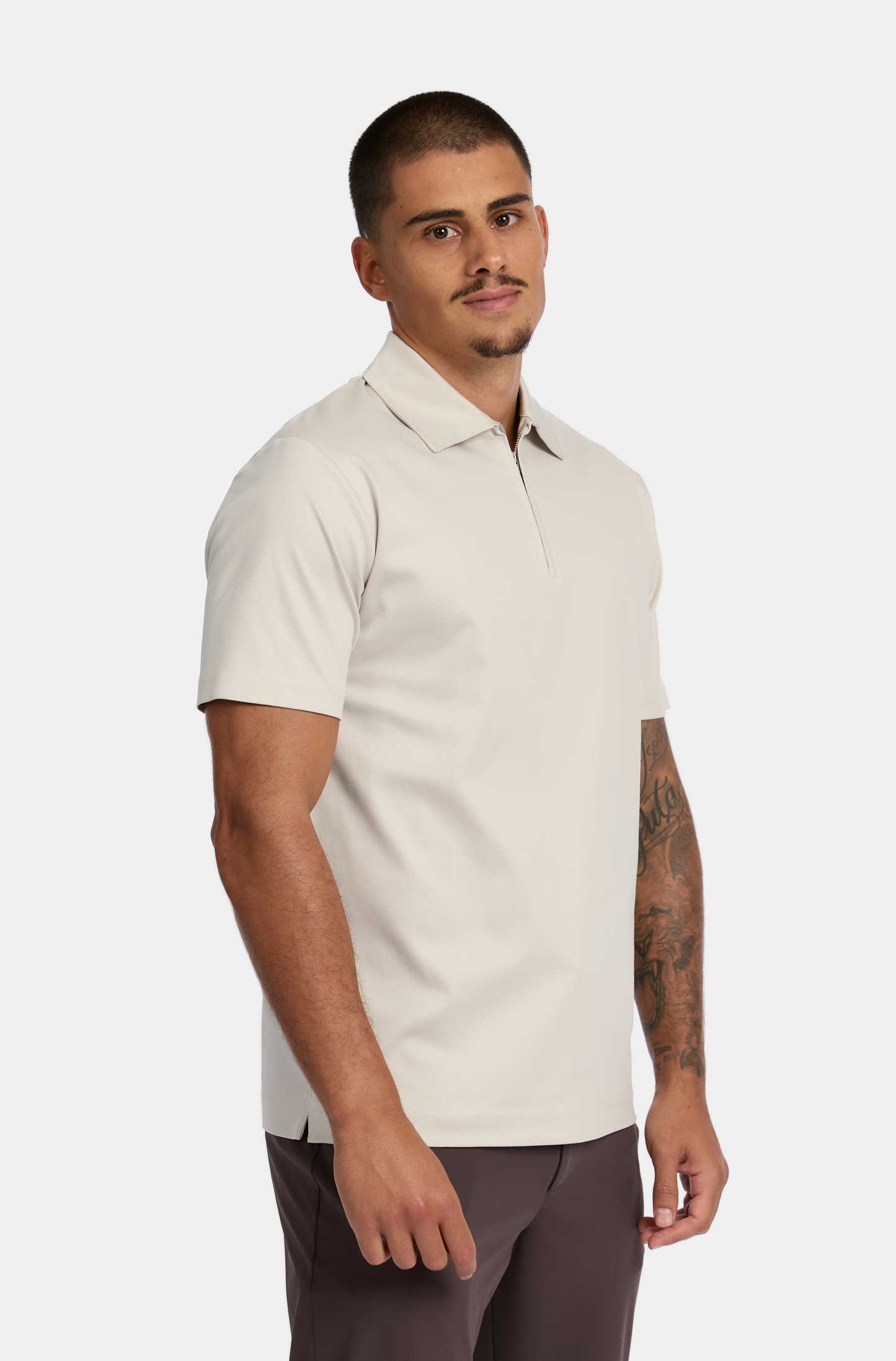 Perla Pearl Grey Polo Halve Zip