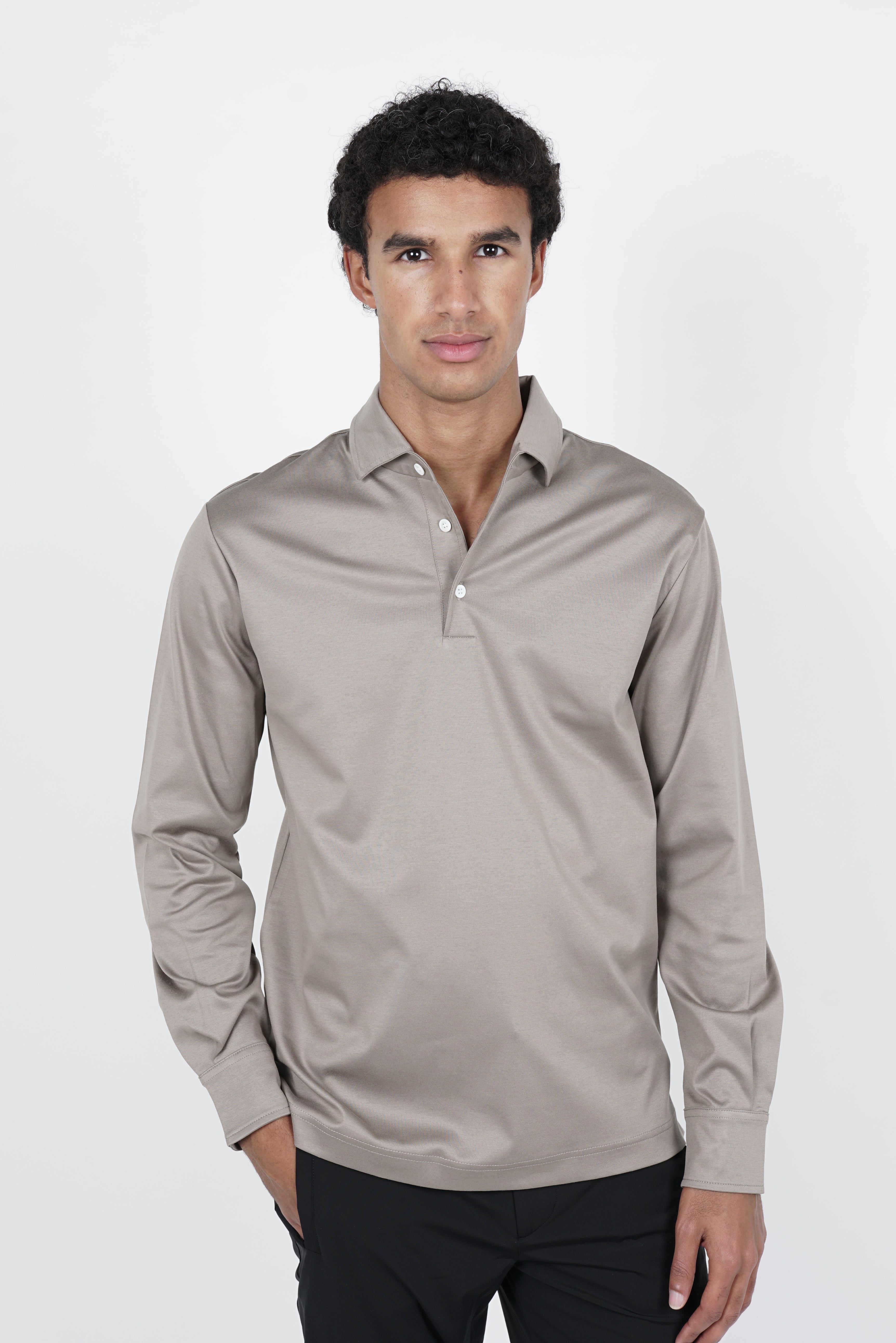 Taupe Longsleeve Polo