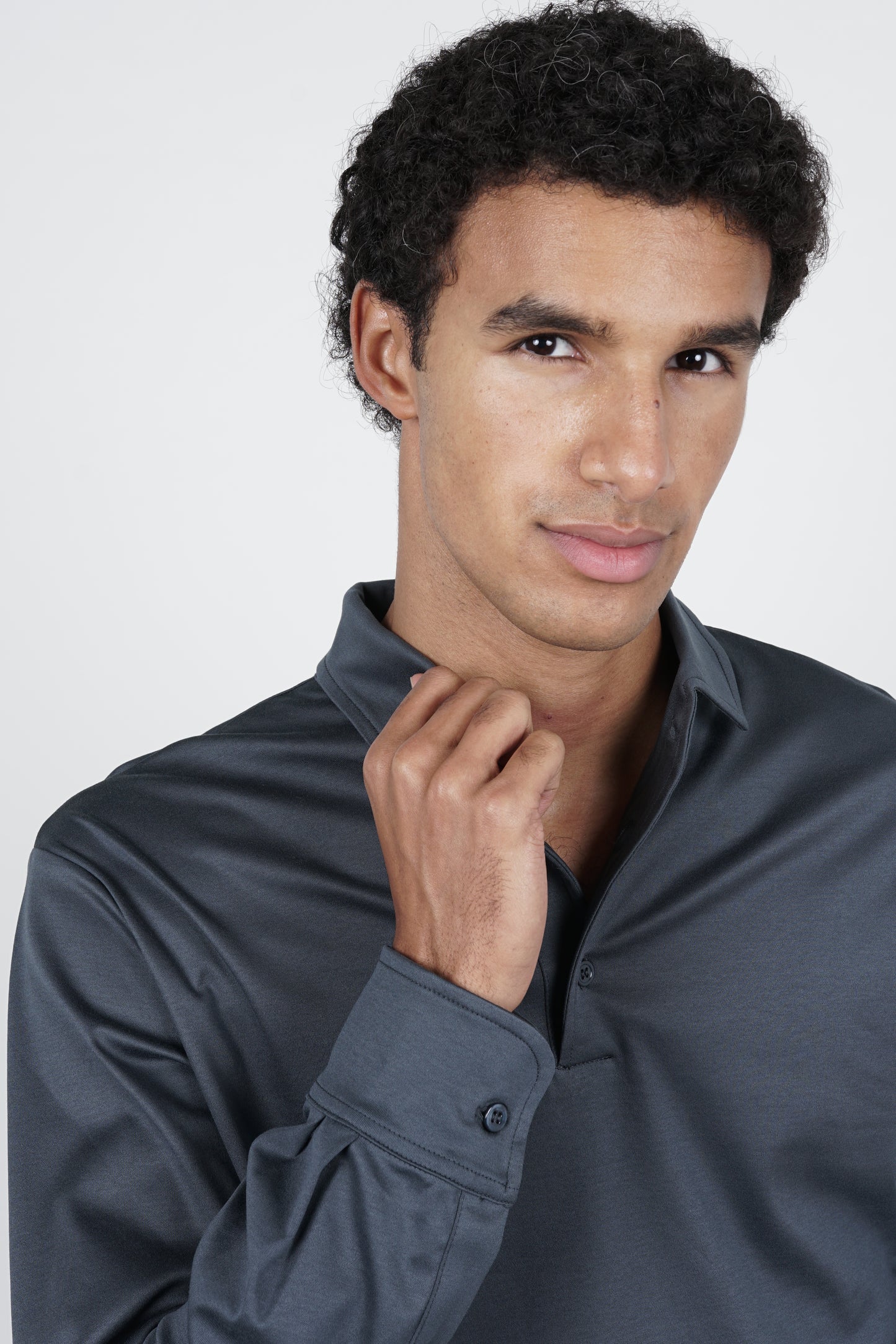 Slate Blue Lange Mouwen Polo
