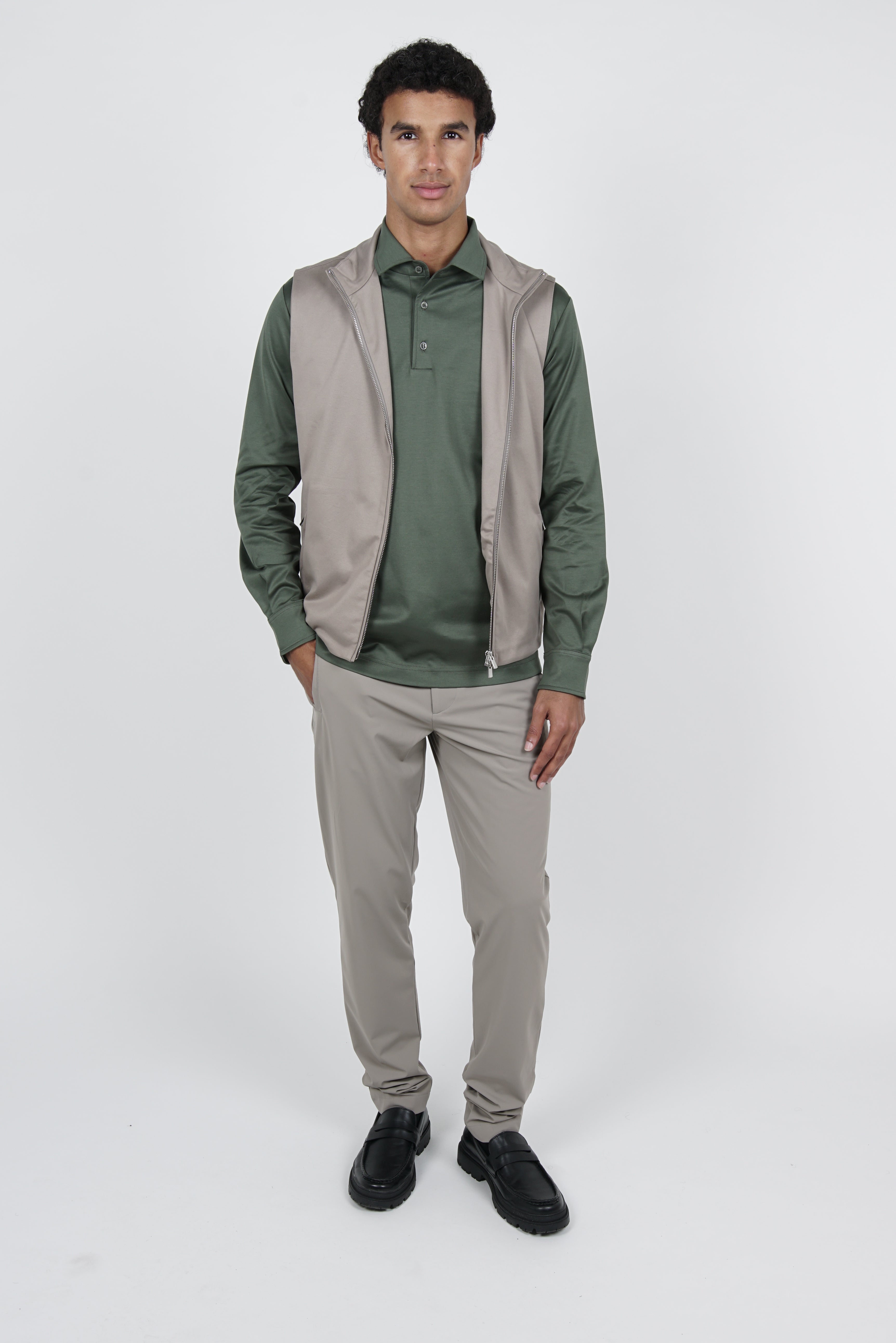 Army Green Longsleeve Polo