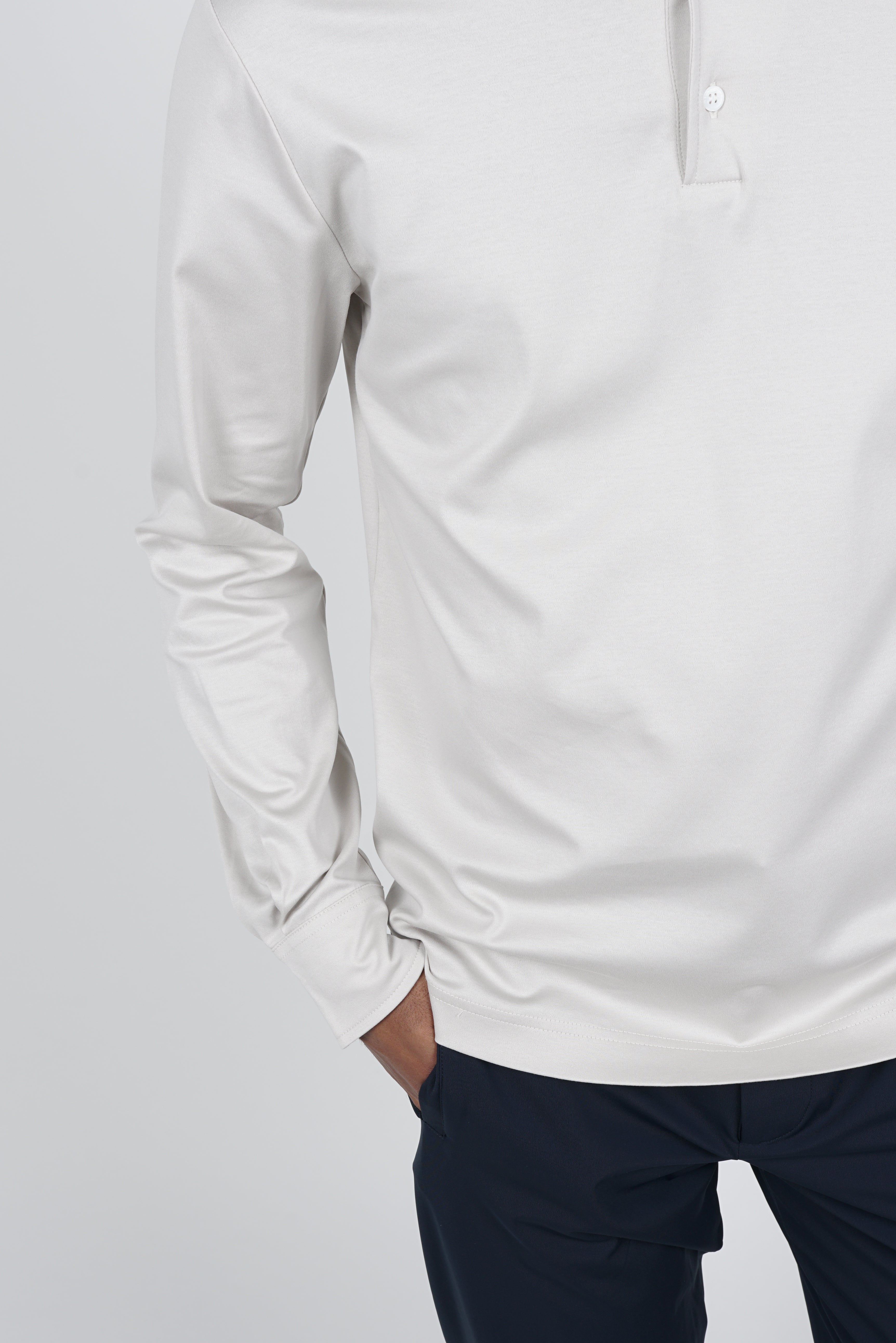 Pearl Grey Longsleeve Polo