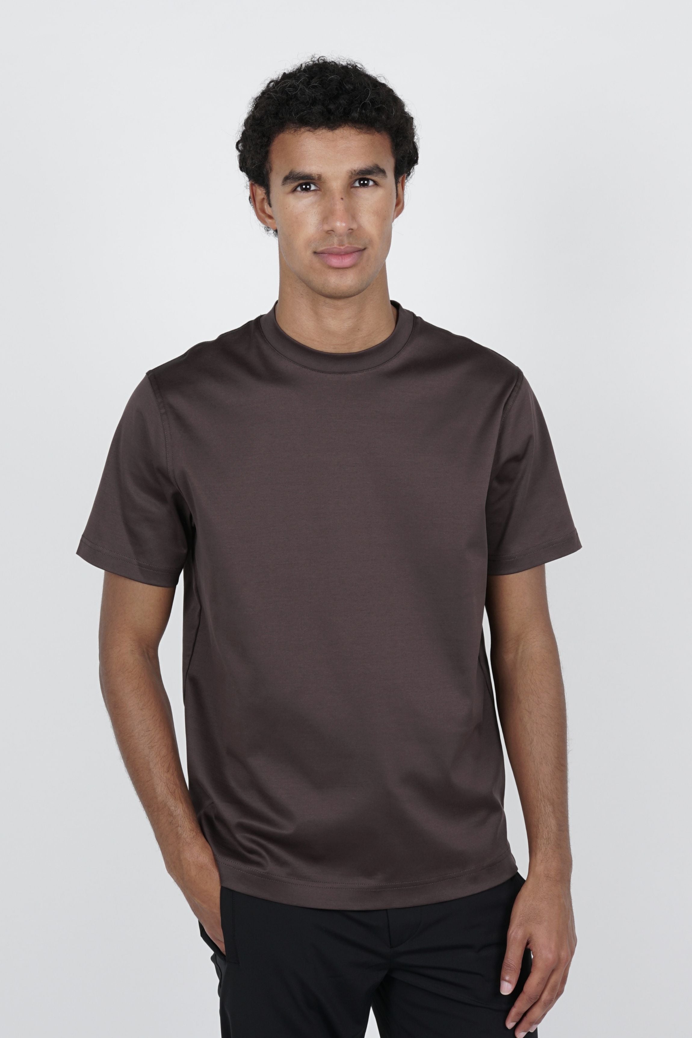 Bruin heren T-shirt van Supima katoen slim fit
