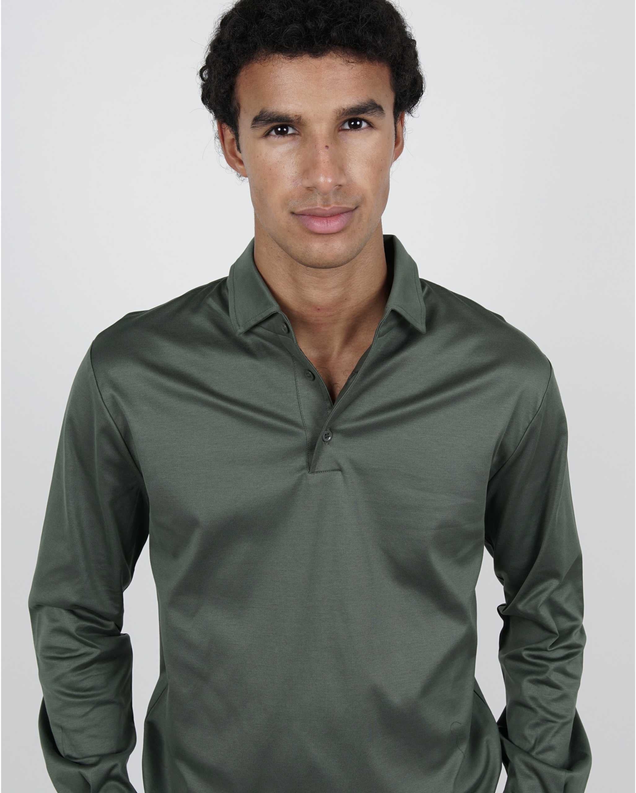EDERA ARMY GREEN LONG SLEEVE POLO