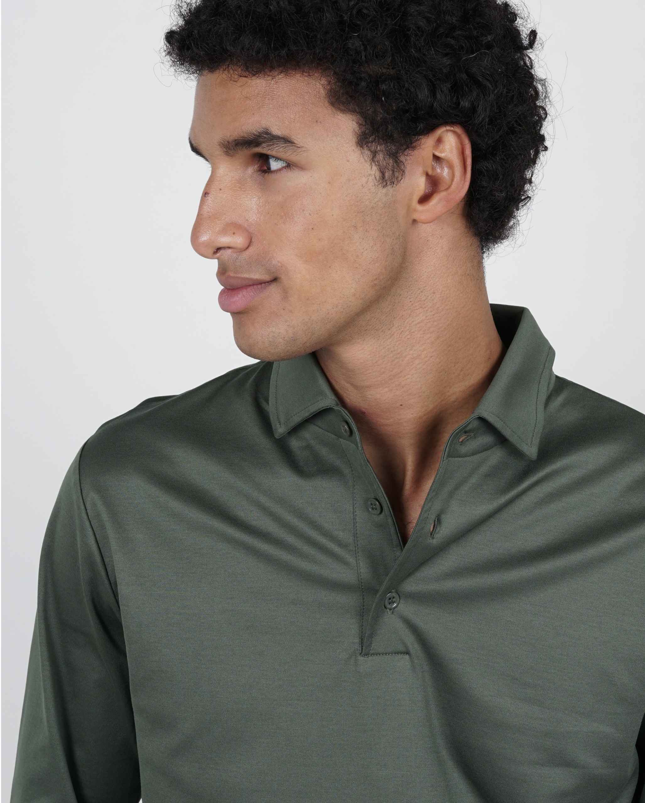 Army Green Longsleeve Polo