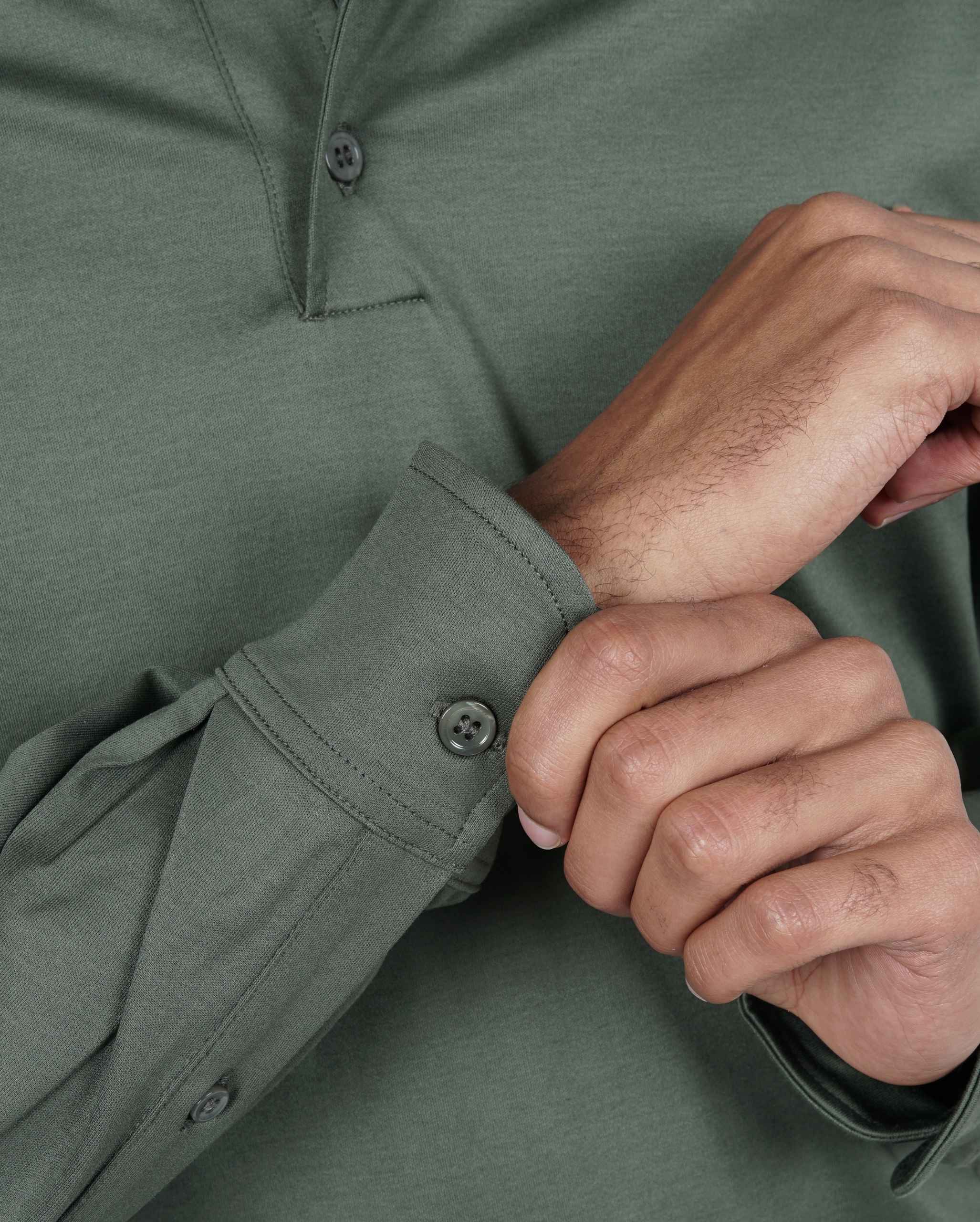 Army Green Longsleeve Polo