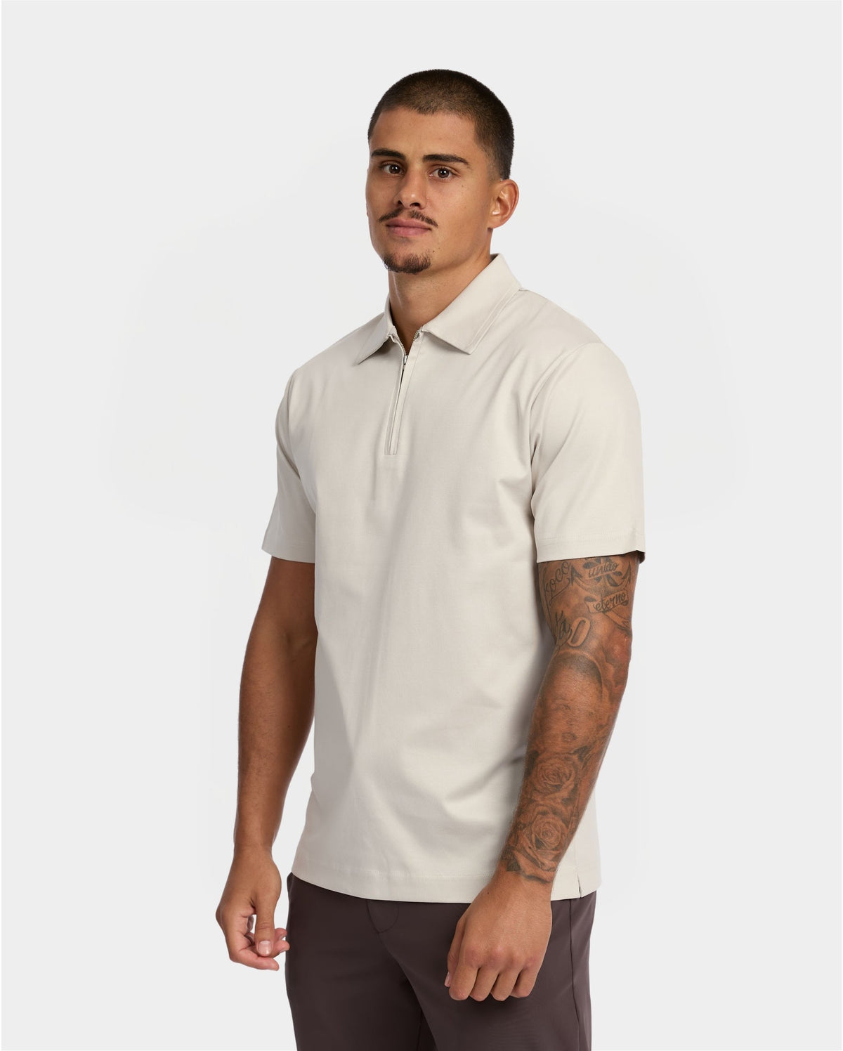 Pearl Grey Polo Half-Zip