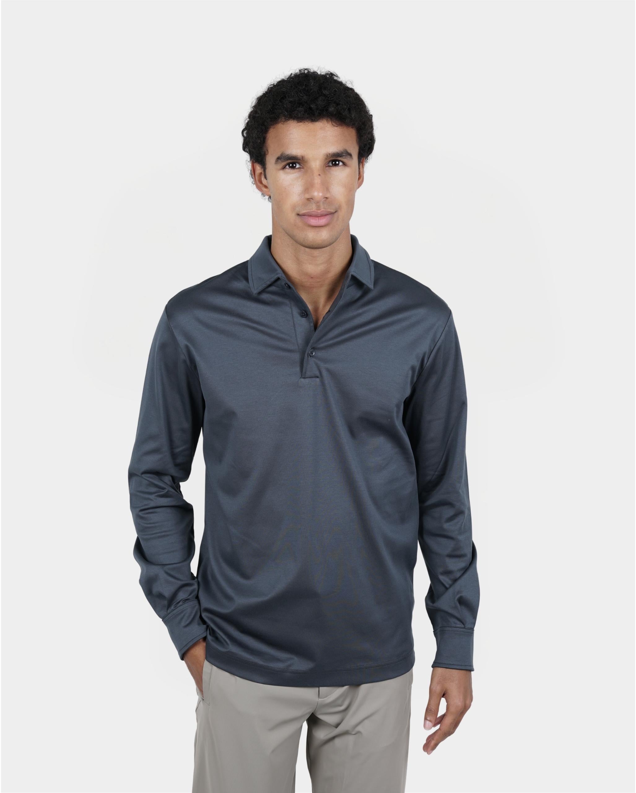 Slate Long-Sleeve Polo