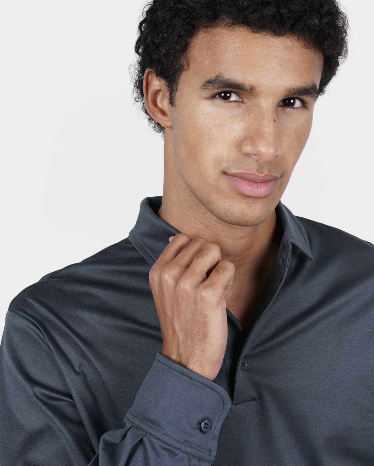 Slate Long-Sleeve Polo