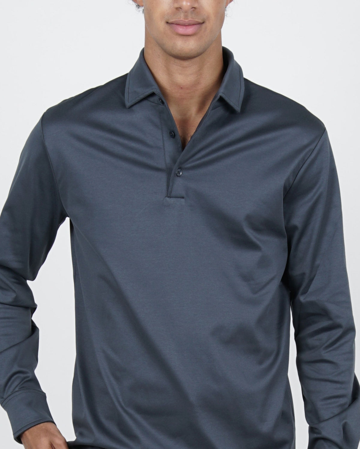 Blue Grey Longsleeve Polo
