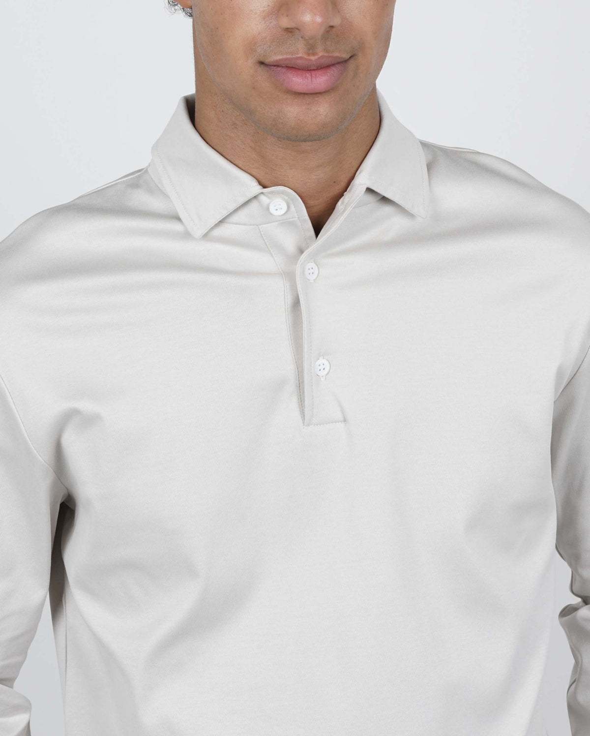 PERLA PEARL GREY LONG SLEEVE POLO