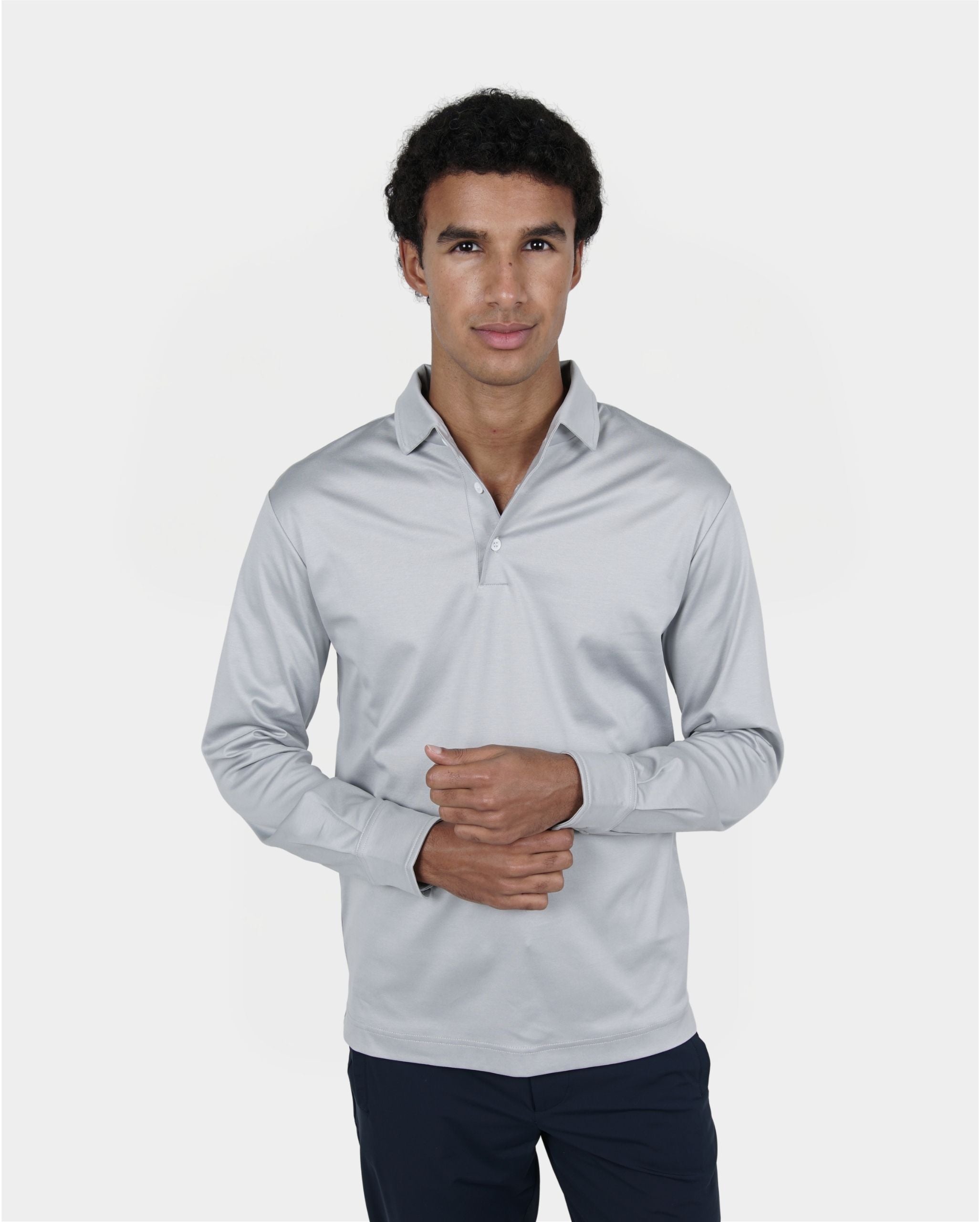 GRIGIO GREY LONG SLEEVE POLO