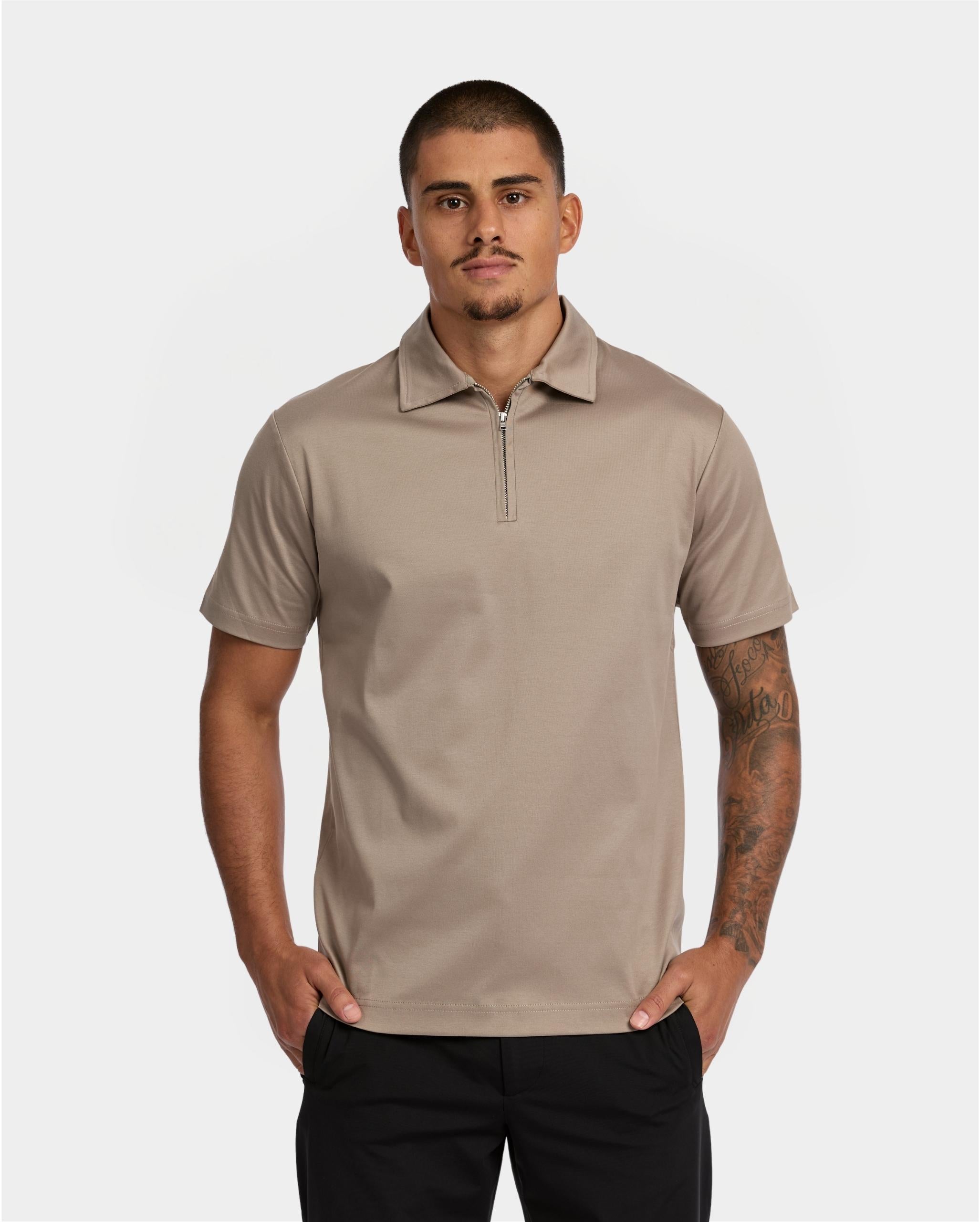 Taupe Polo Half-Zip