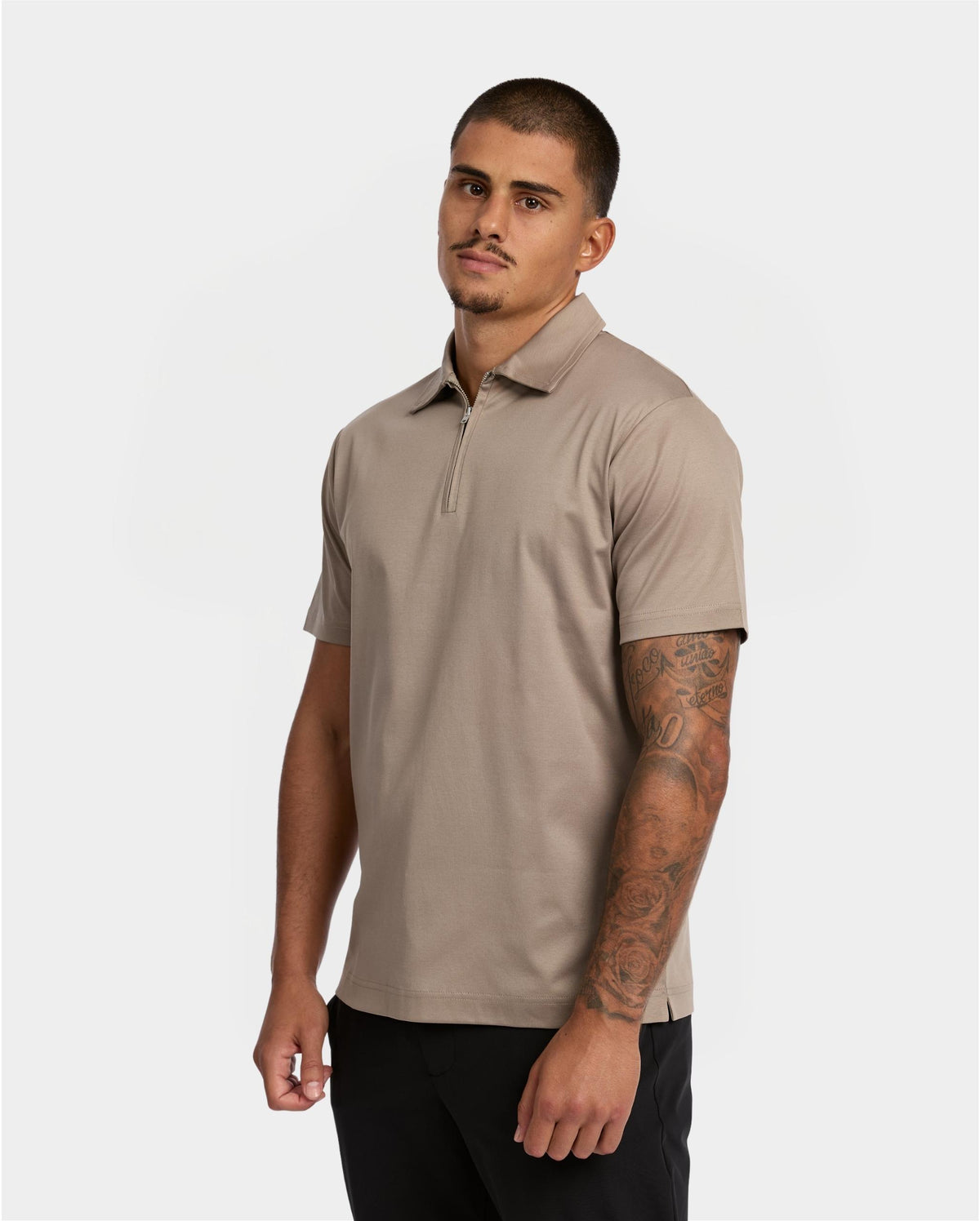 Taupe Polo Half-Zip