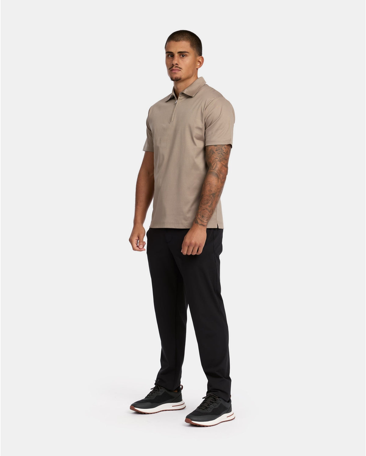 Taupe Polo Half-Zip