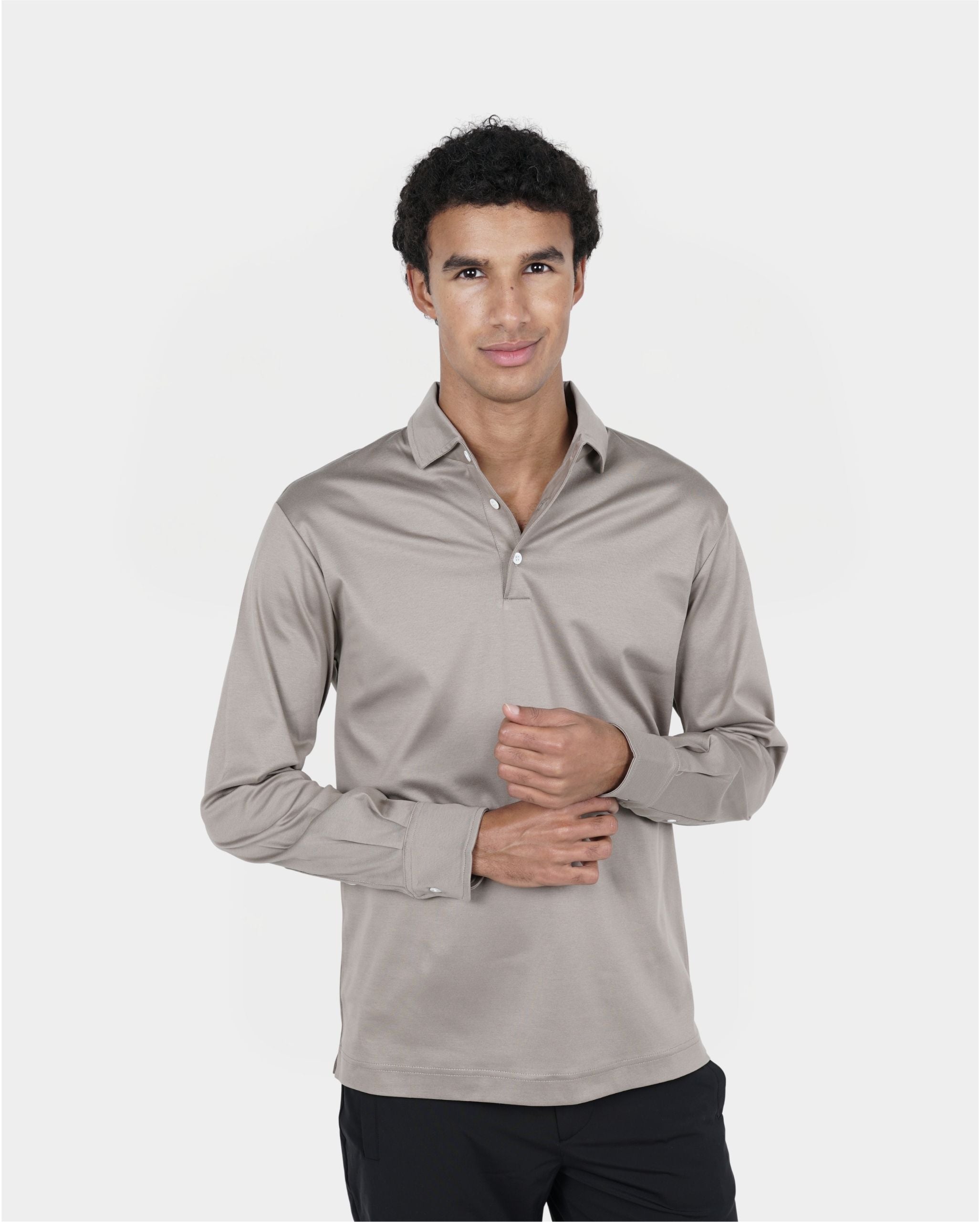 Taupe Longsleeve Polo
