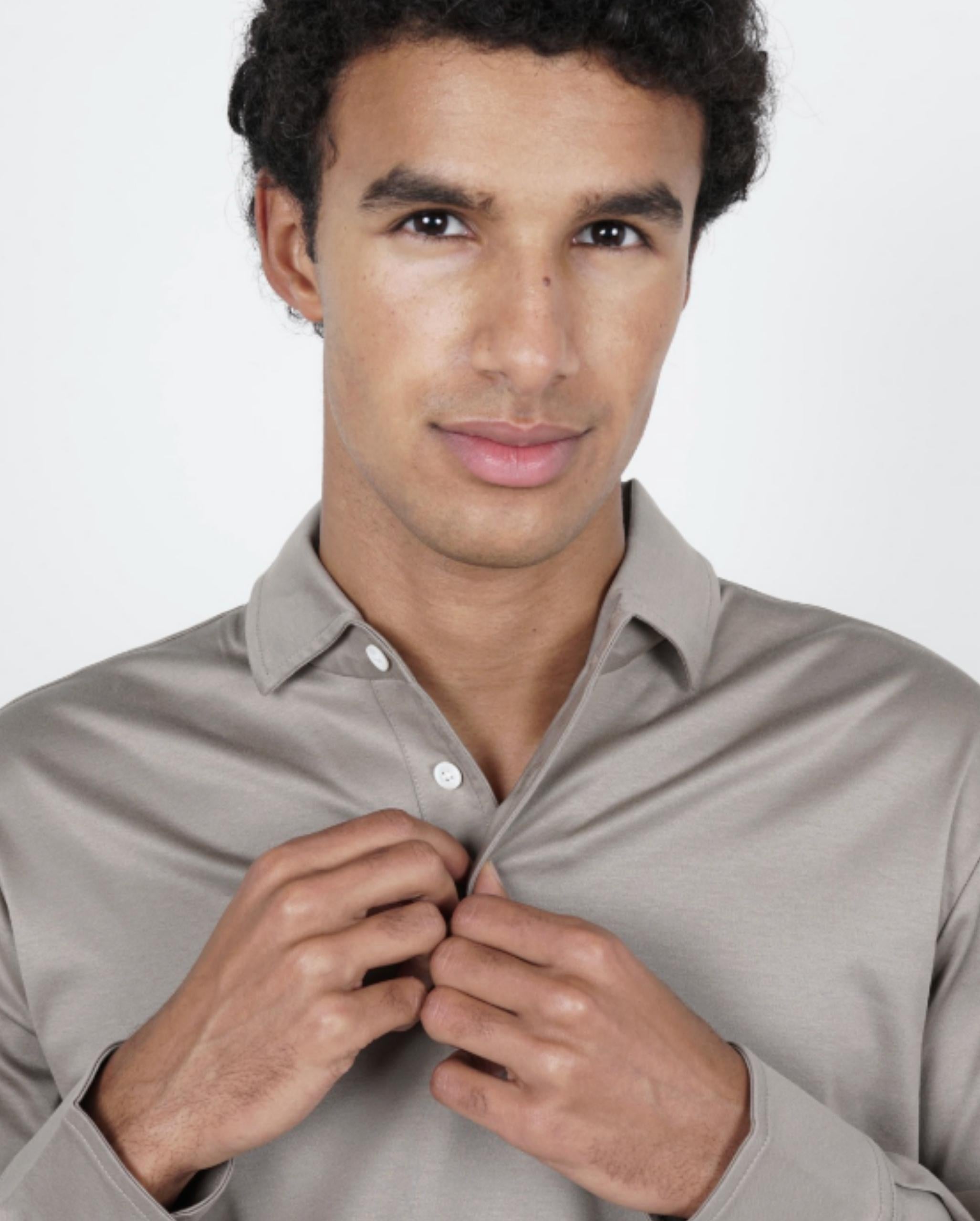 Taupe Longsleeve Polo