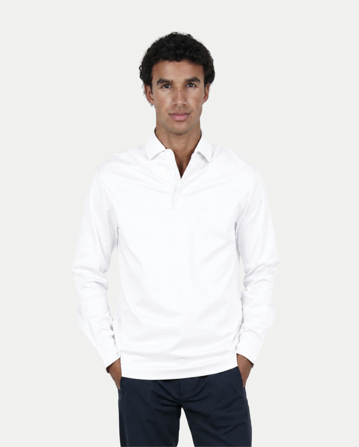 Pearl White Longsleeve Polo