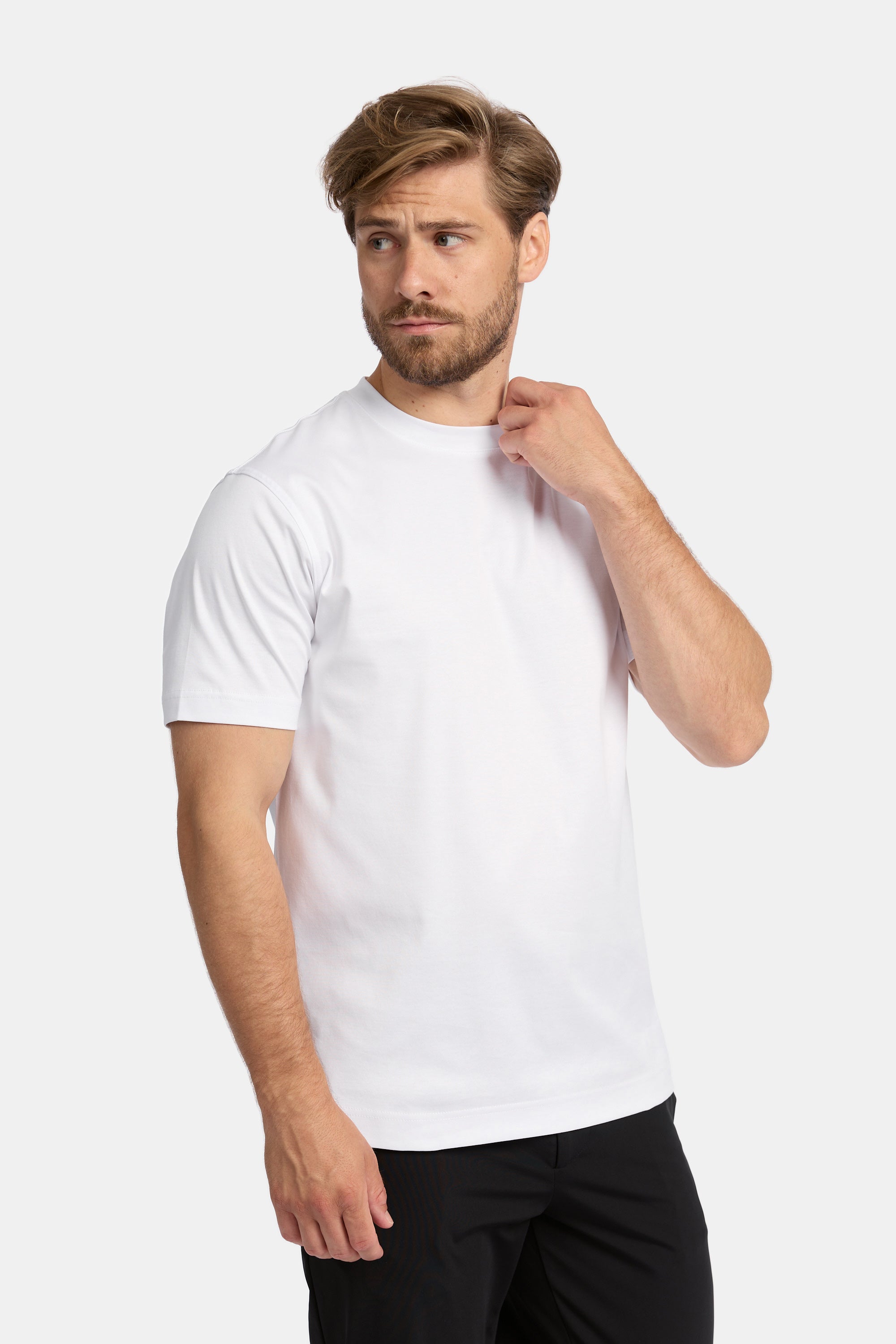 Wit T-shirt van Supima katoen, zijkant