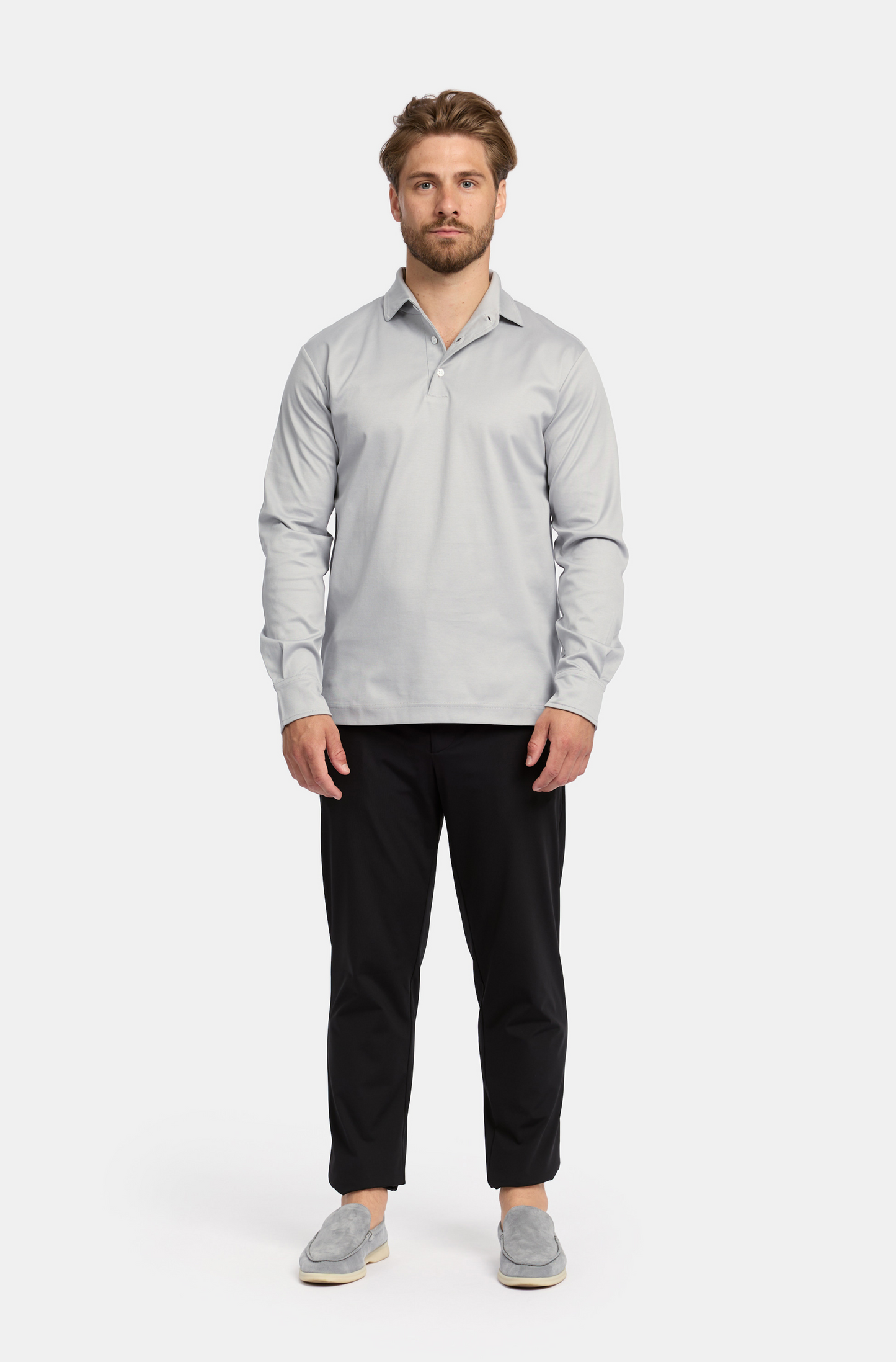 Grigio Grey Lange Mouwen Polo