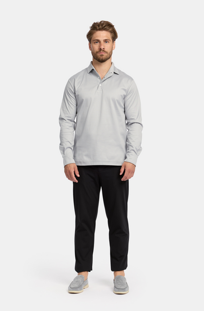 Grigio Grey Lange Mouwen Polo