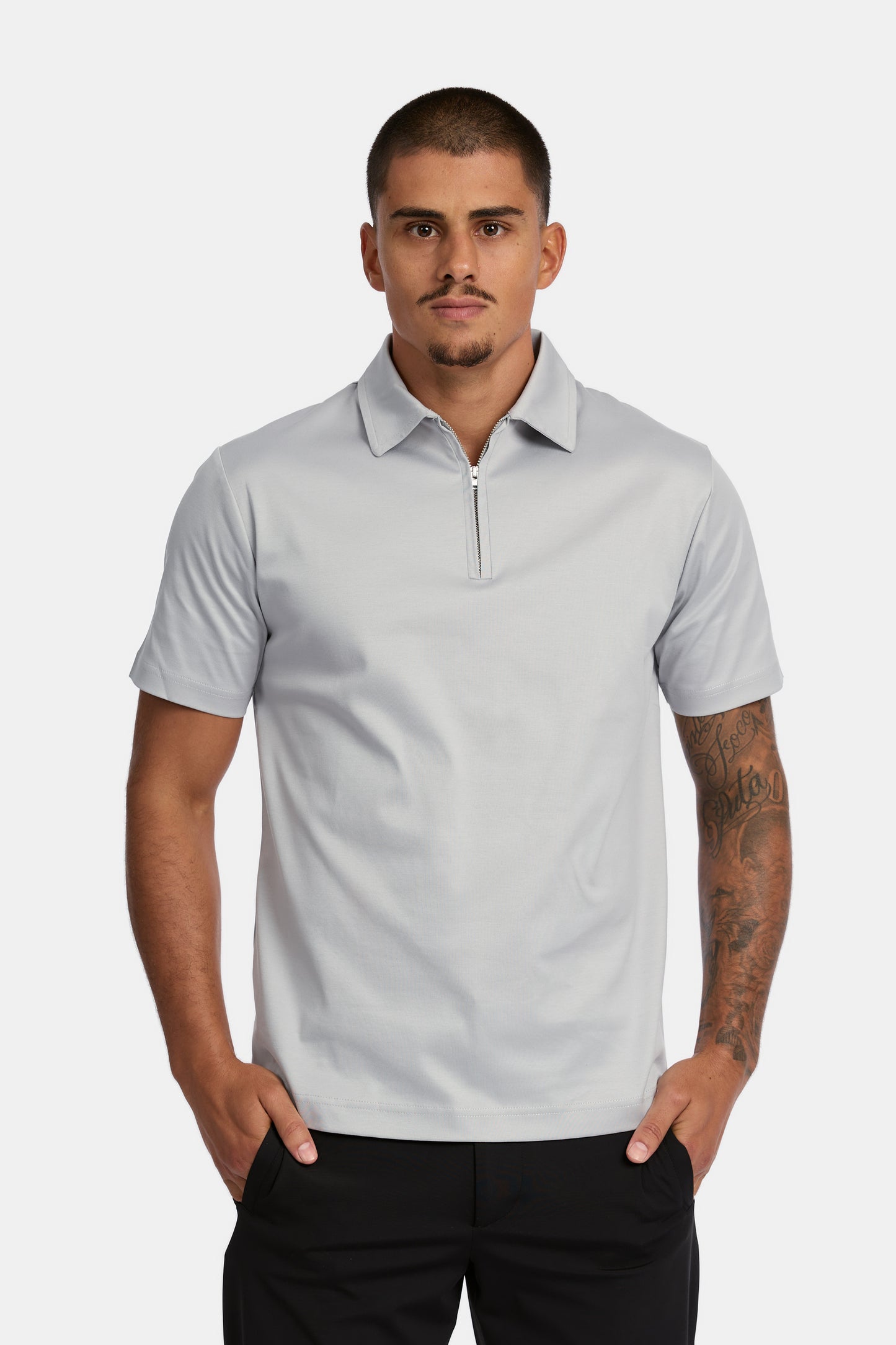 Grigio Grey Polo Halve Zip
