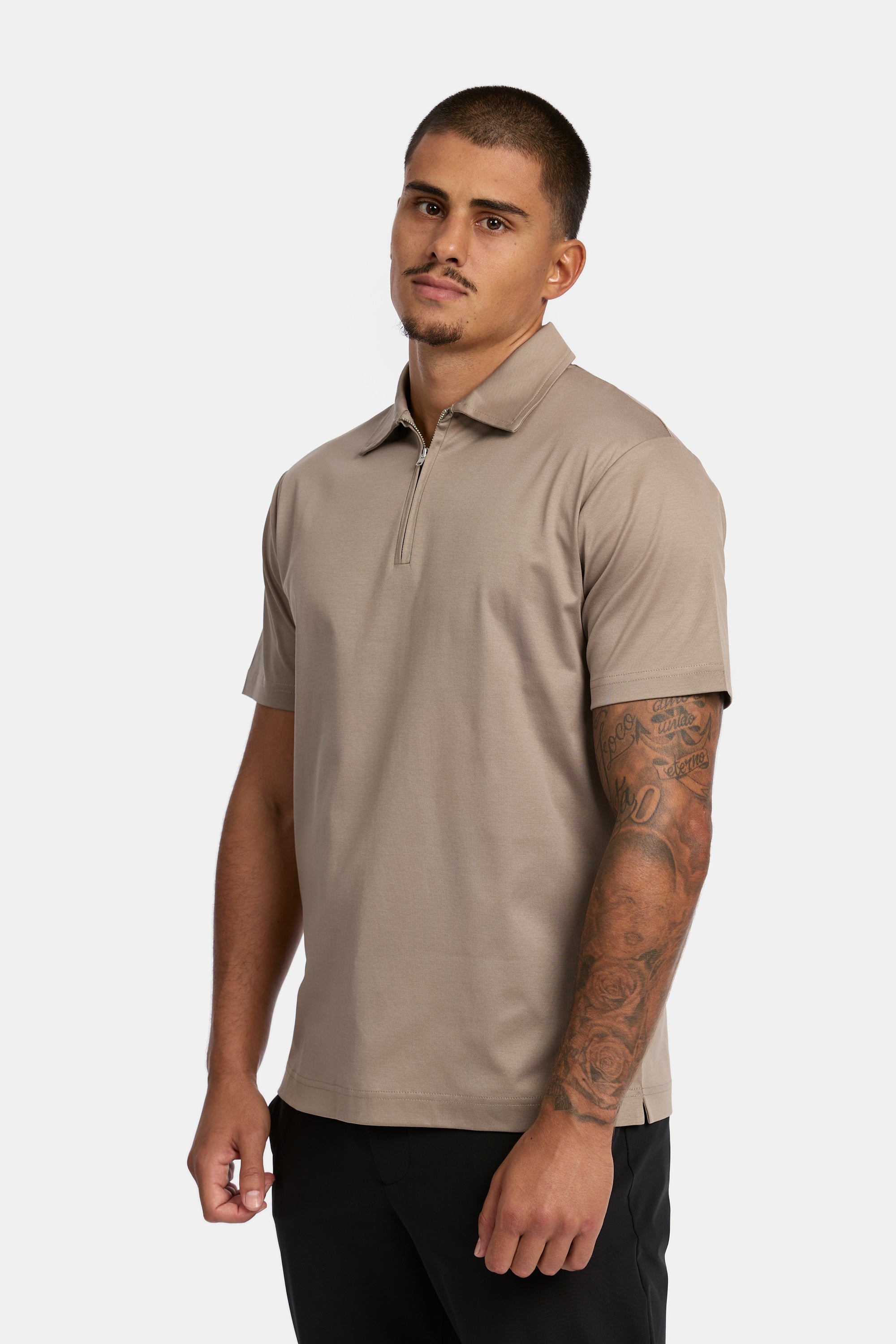 Taupe Polo Half-Zip