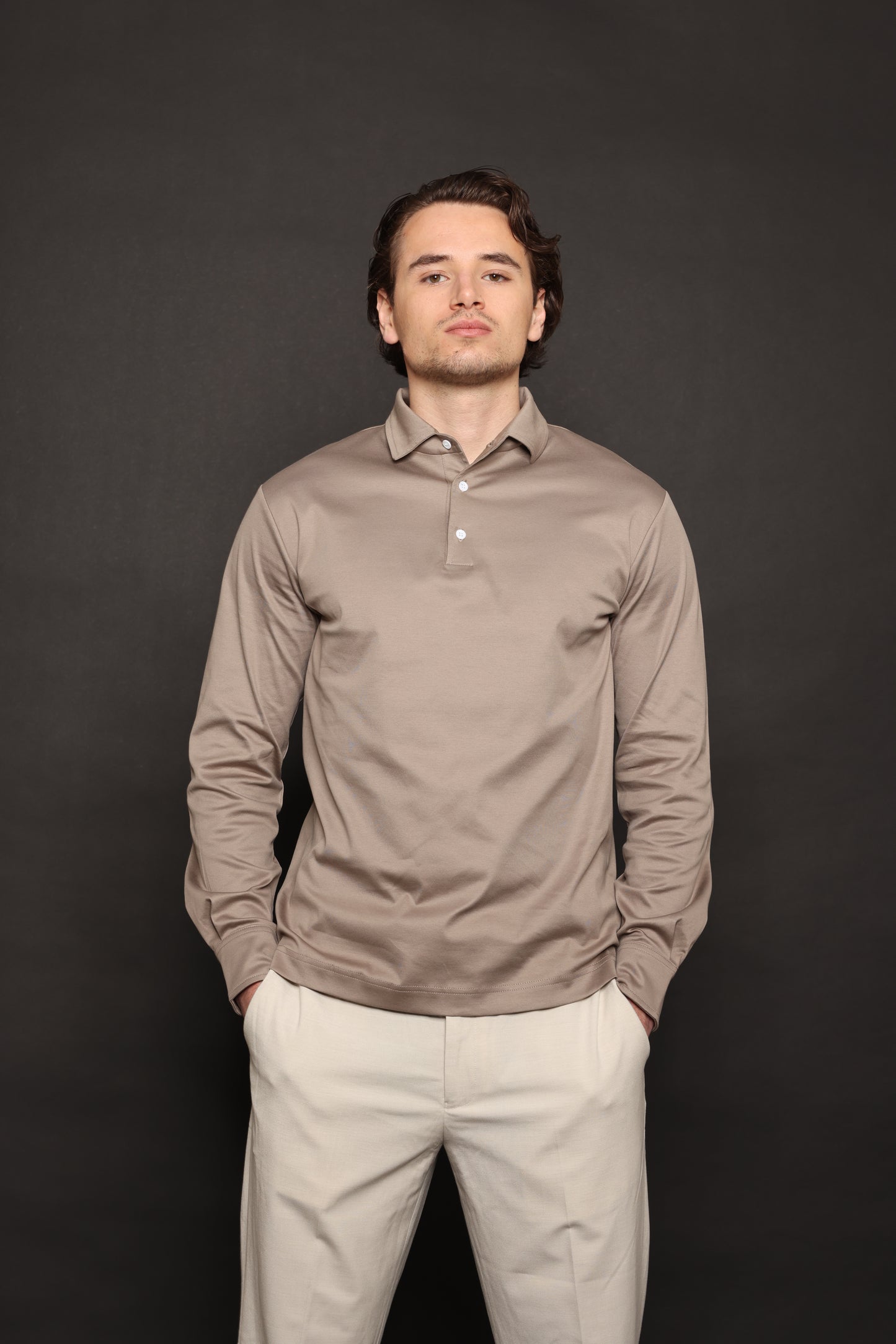Piombo Grey Lange Mouwen Polo