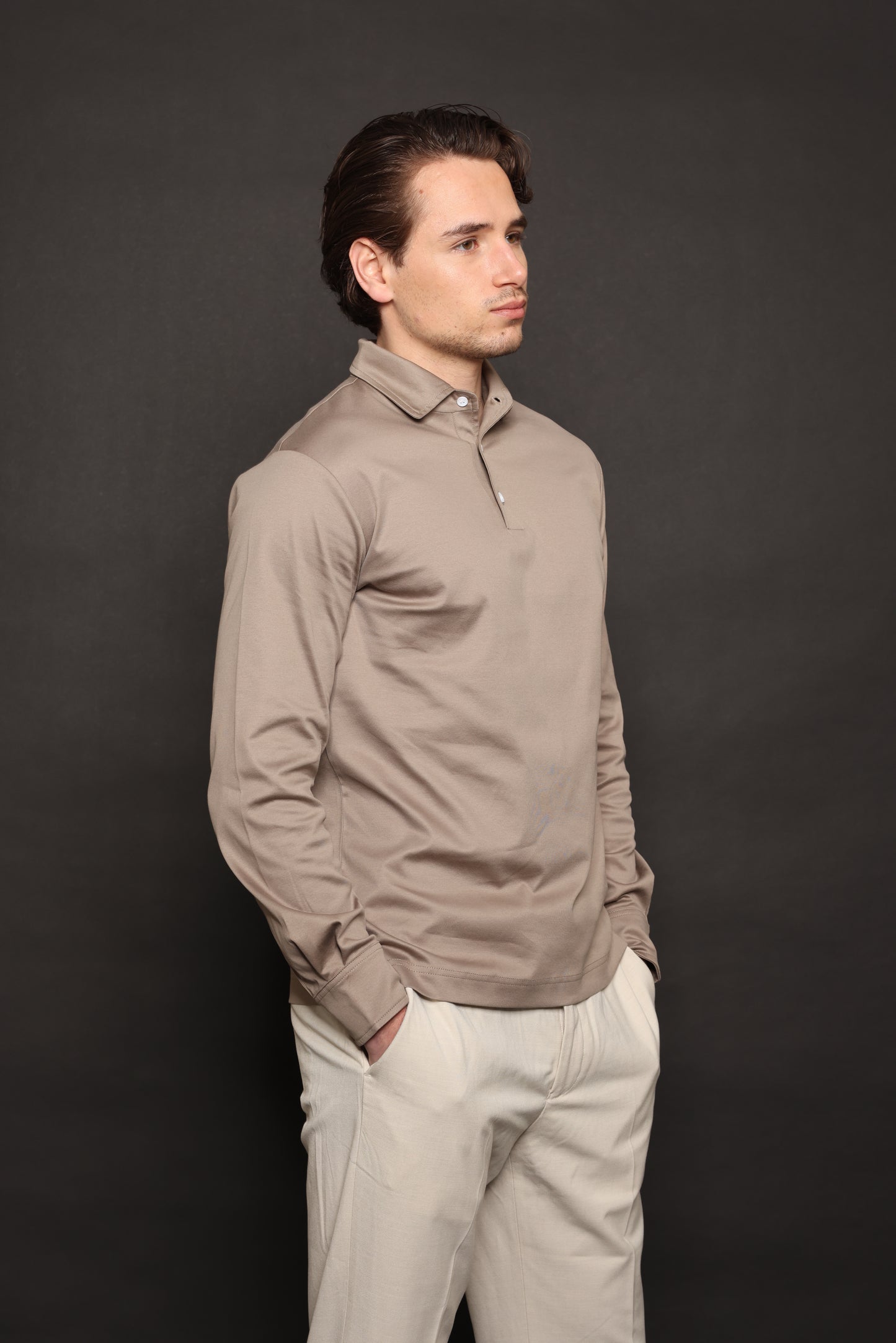 Piombo Grey Lange Mouwen Polo