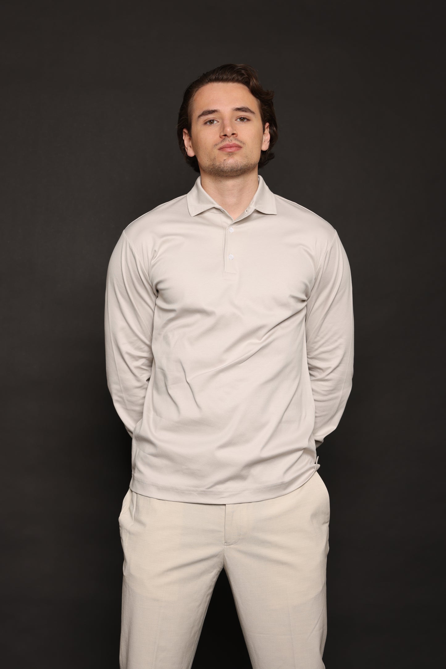 Perla Pearl Grey Lange Mouwen Polo