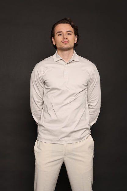 Perla Pearl Grey Lange Mouwen Polo