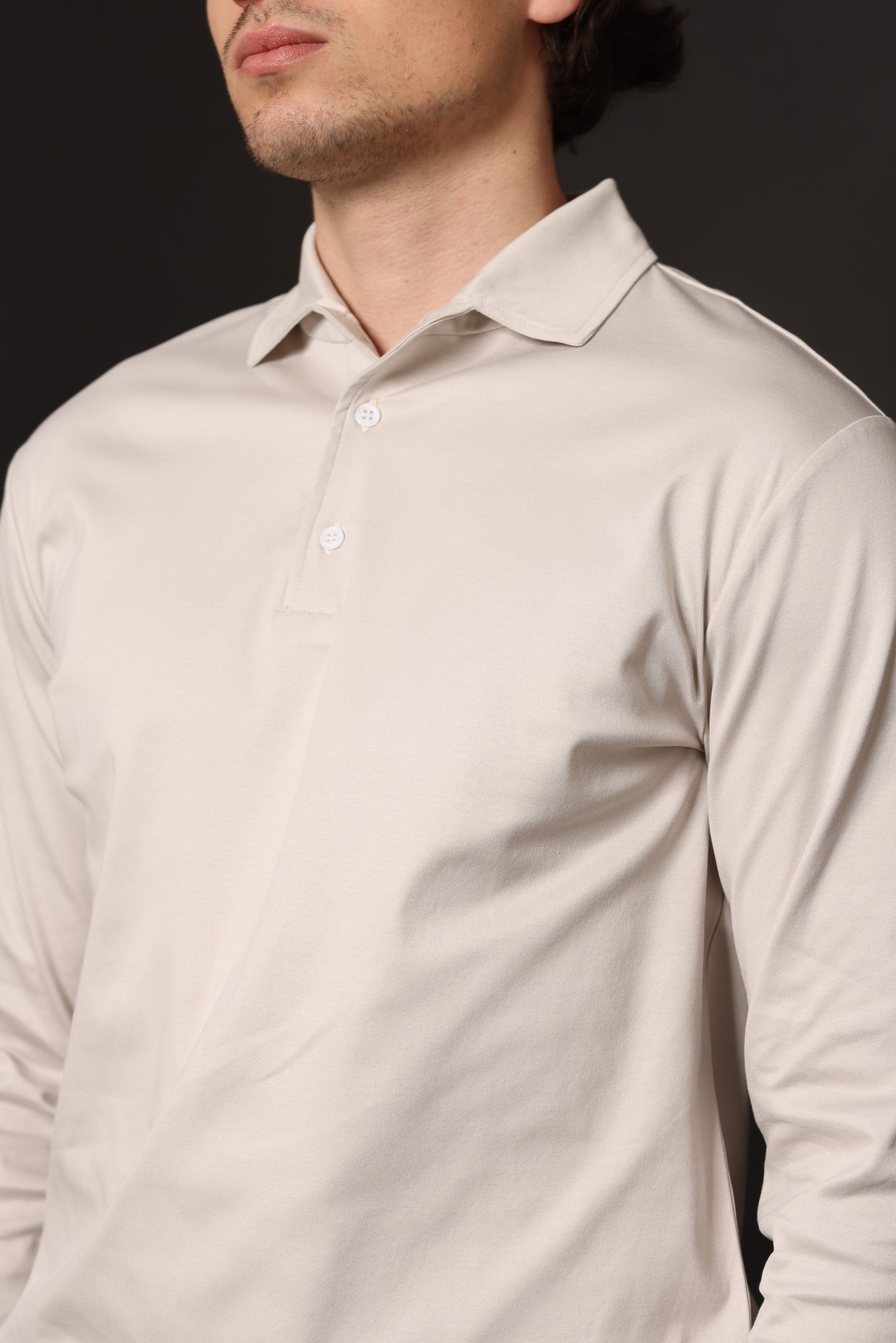 Perla Pearl Grey Lange Mouwen Polo