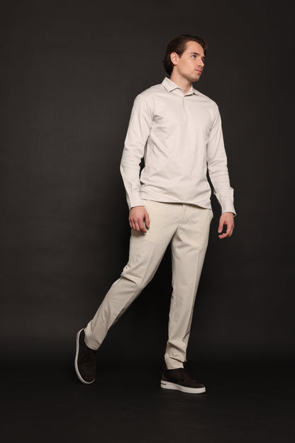 Perla Pearl Grey Lange Mouwen Polo