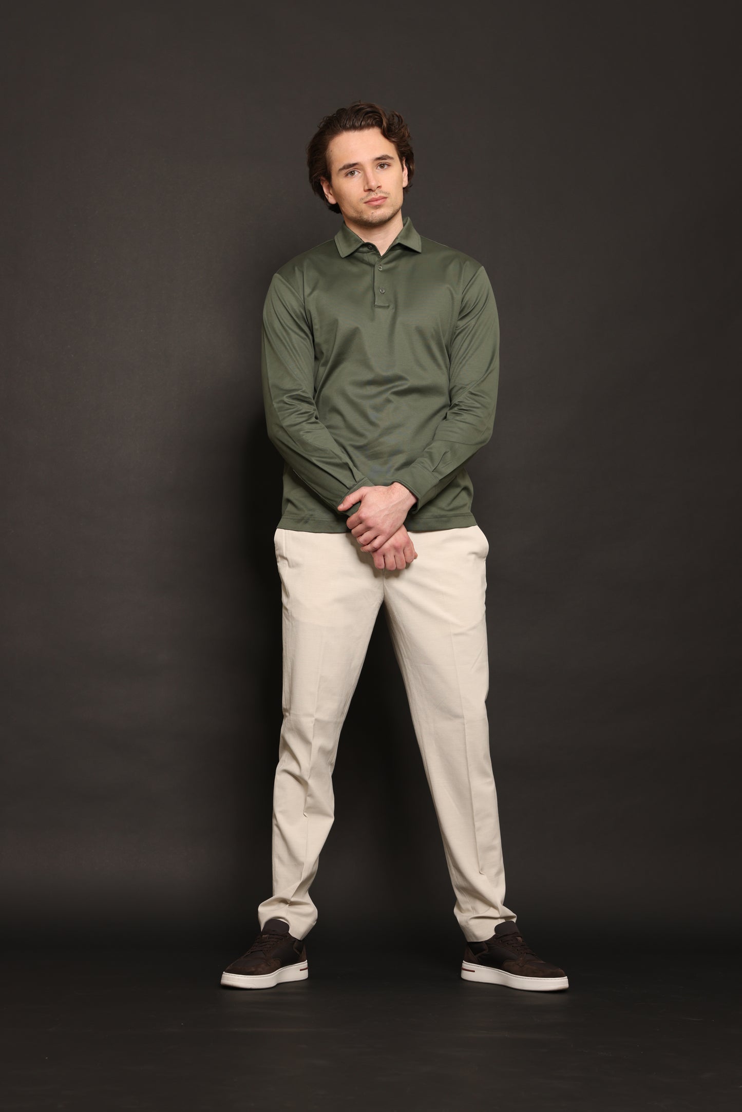 Edera Army Green Lange Mouwen Polo