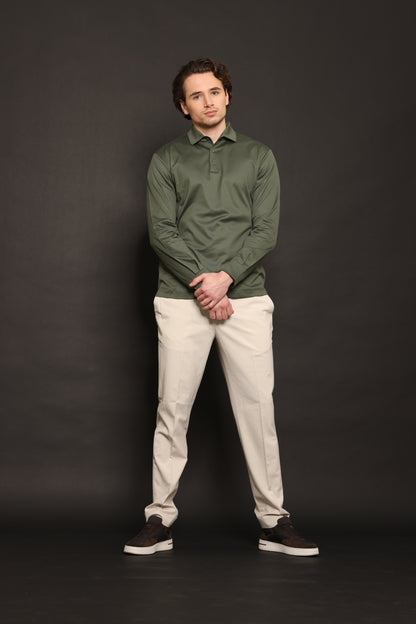 Edera Army Green Lange Mouwen Polo