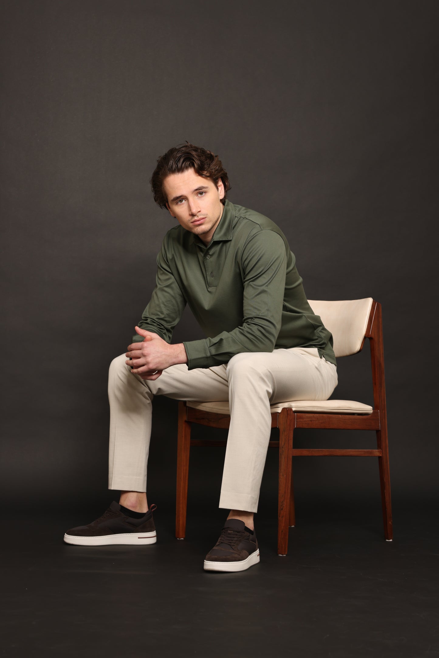 Edera Army Green Lange Mouwen Polo