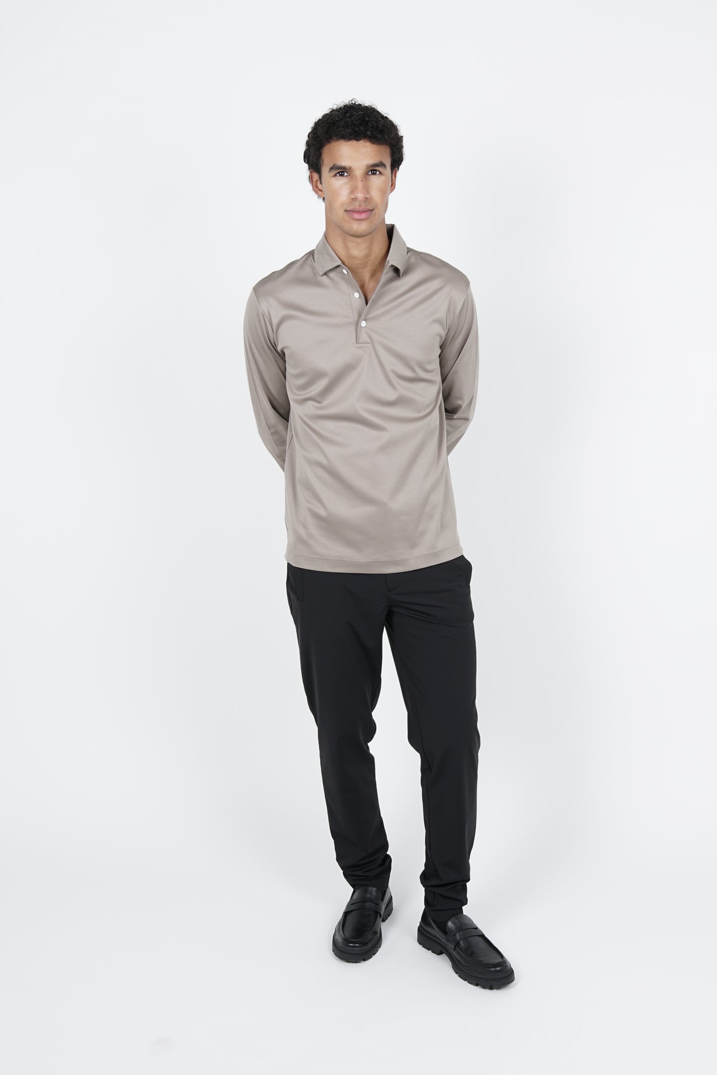 Piombo Grey Longsleeve Polo