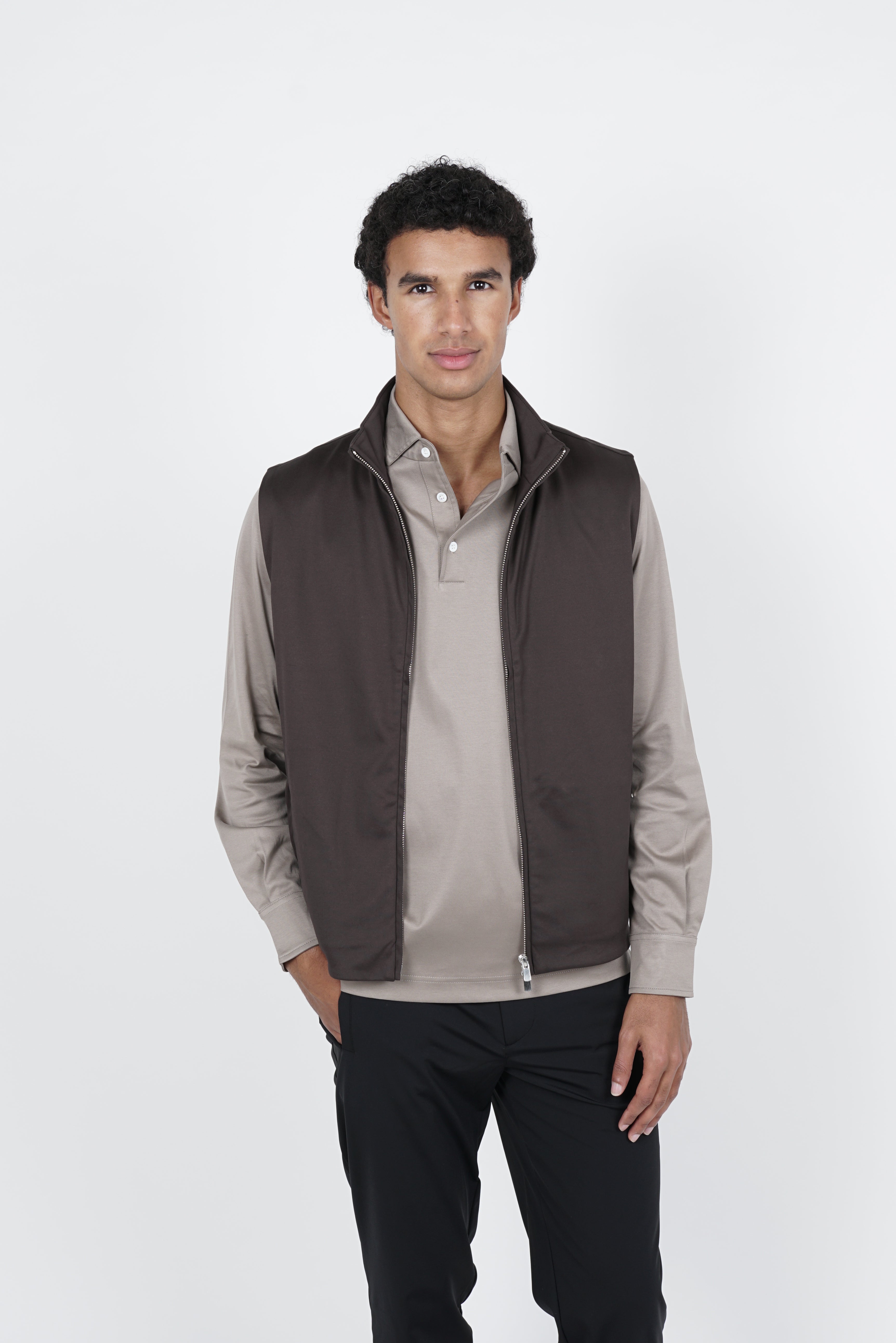 Taupe Longsleeve Polo