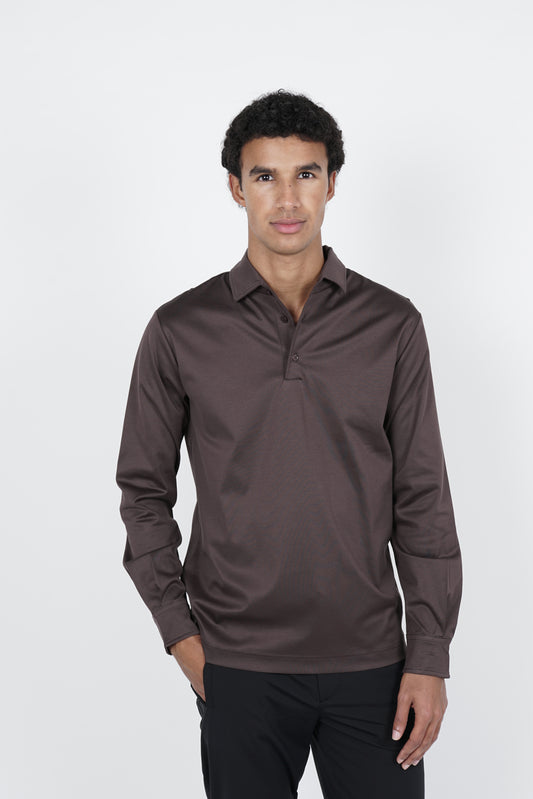 Ebano Brown Lange Mouwen Polo