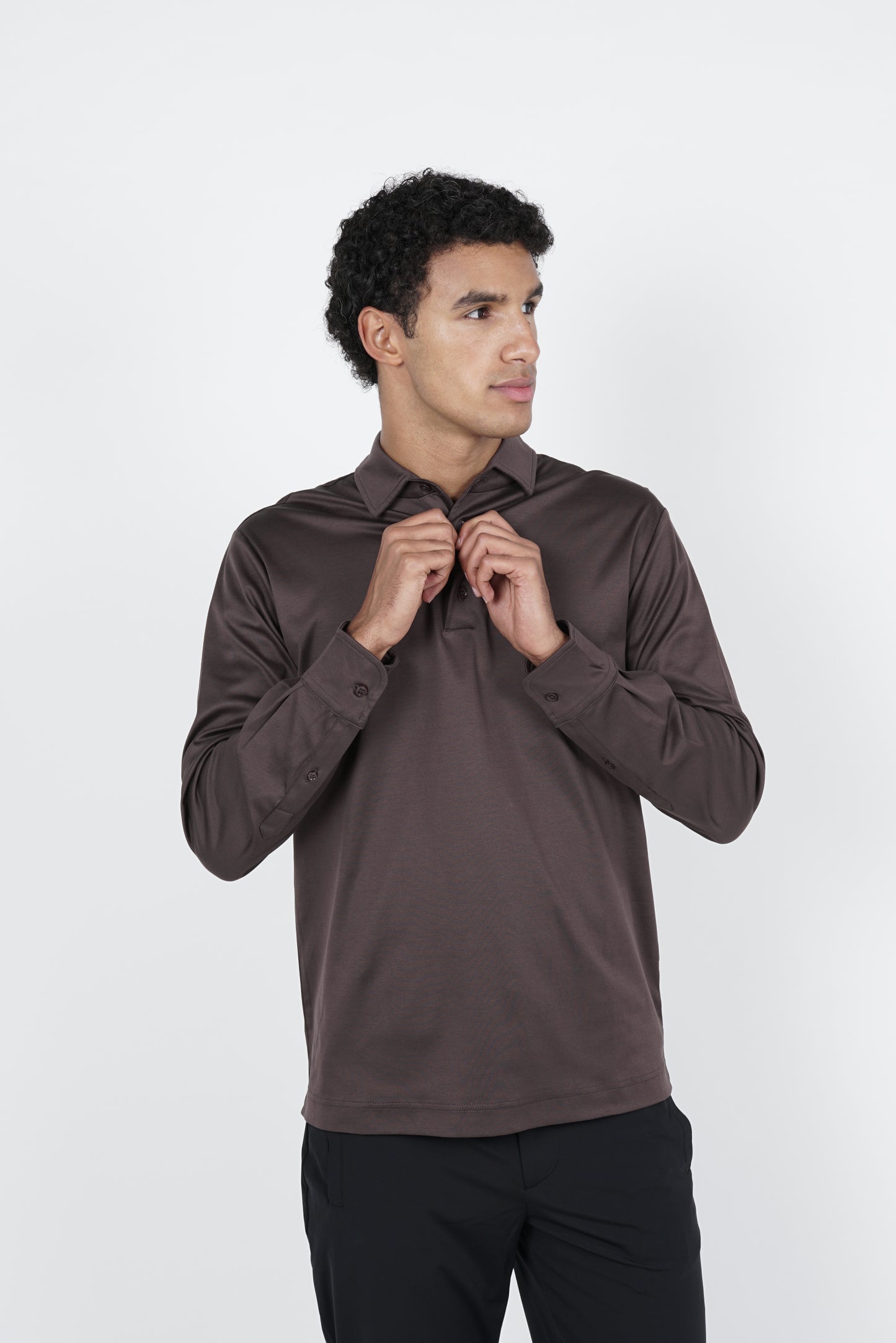 Ebano Brown Lange Mouwen Polo