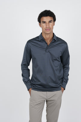 Slate Blue Lange Mouwen Polo