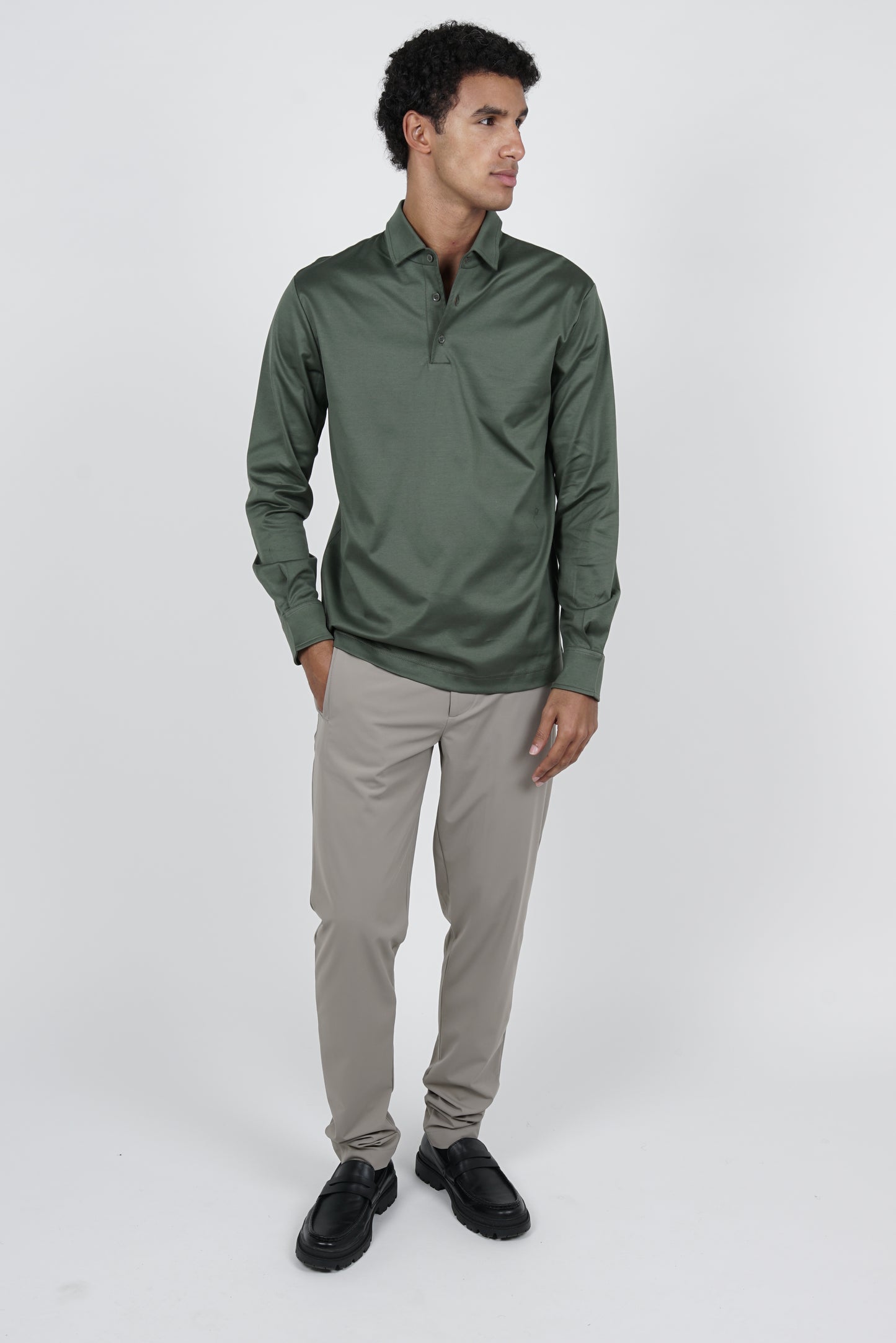 Edera Army Green Lange Mouwen Polo