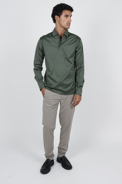 Edera Army Green Lange Mouwen Polo