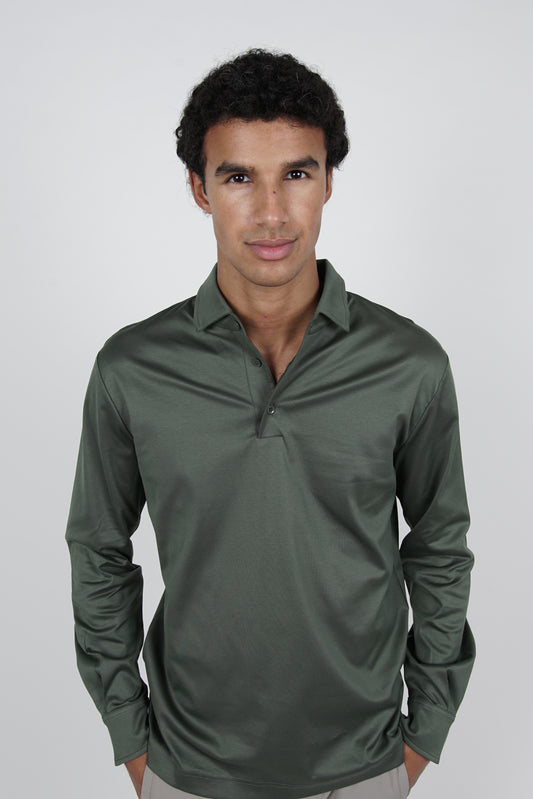 Edera Army Green Lange Mouwen Polo