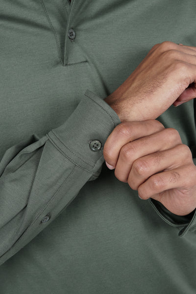 Edera Army Green Lange Mouwen Polo