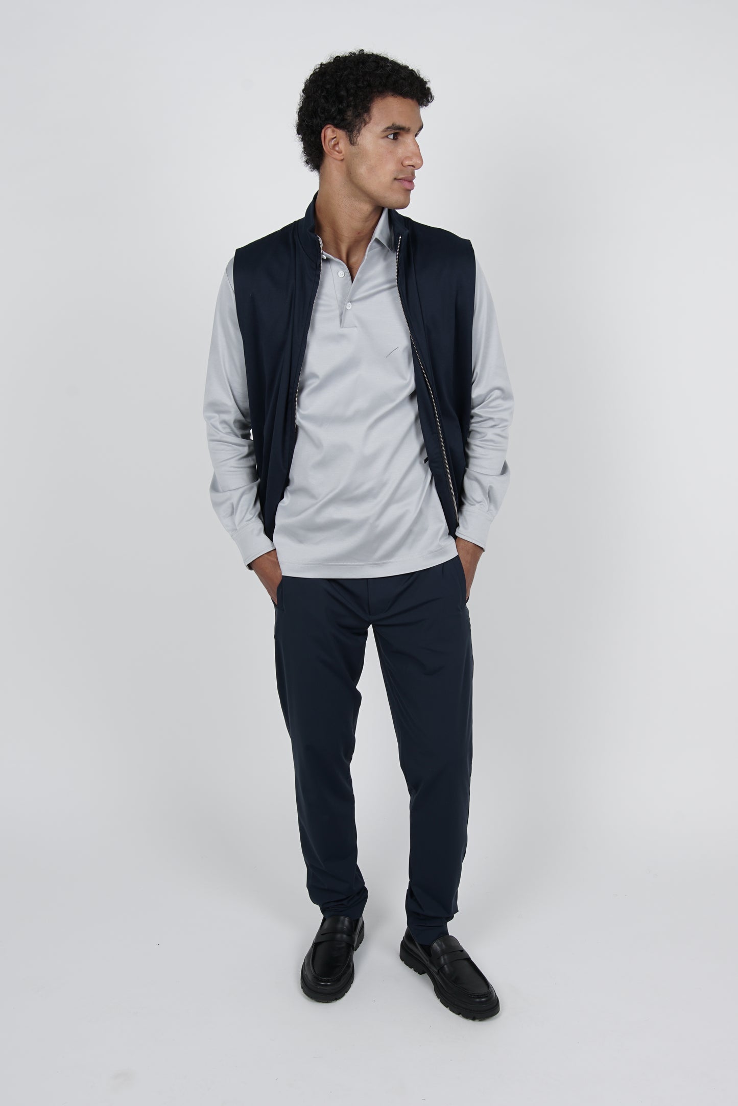 Grigio Grey Lange Mouwen Polo